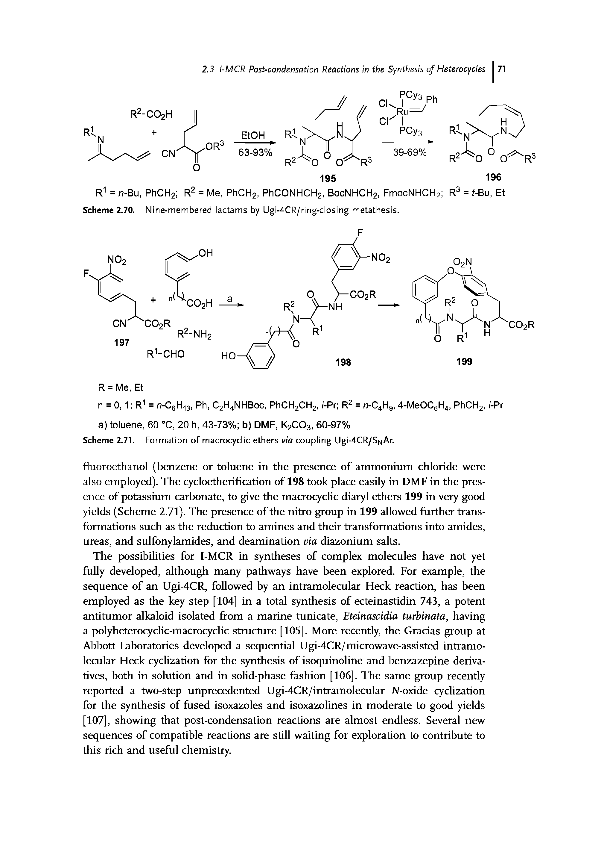 Scheme 2.71. Formation of macrocyclic ethers via coupling Ugi-4CR/SNAr.