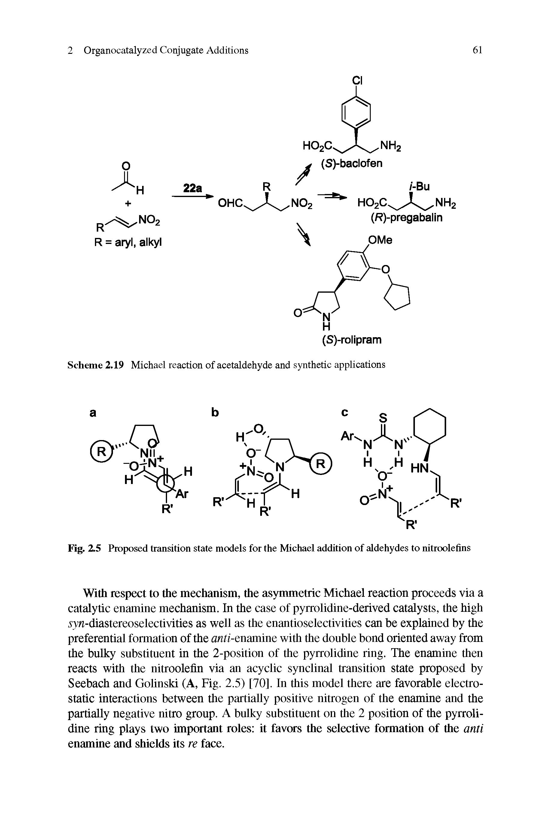 Fig. Z5 Proposed transition state models for the Michael addition of aldehydes to nitroolefins...