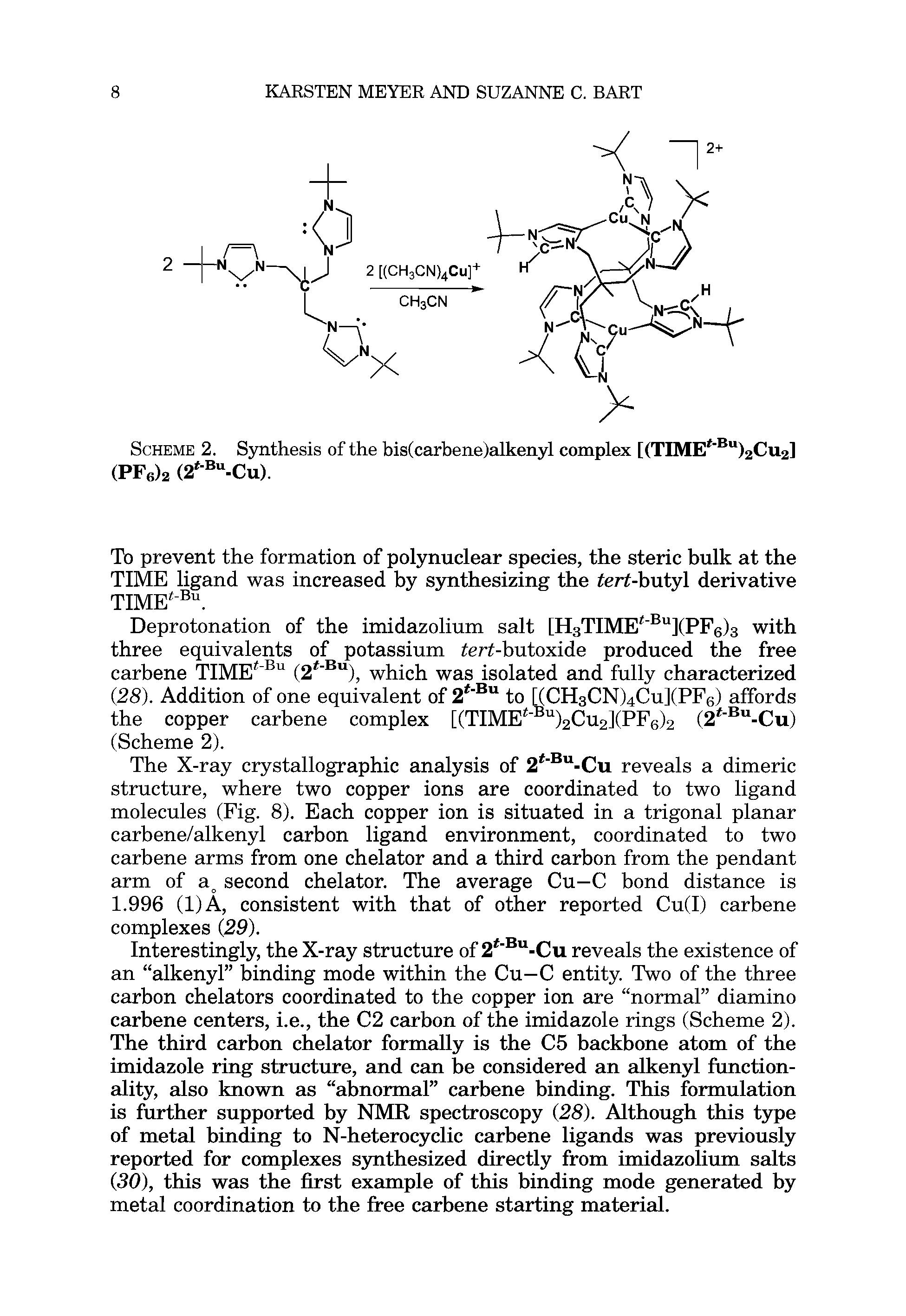 Scheme 2. Synthesis of the bis(carbene)alkenyl complex [(TIME )2Cu2] PFe)2 (2 - "-Cu).