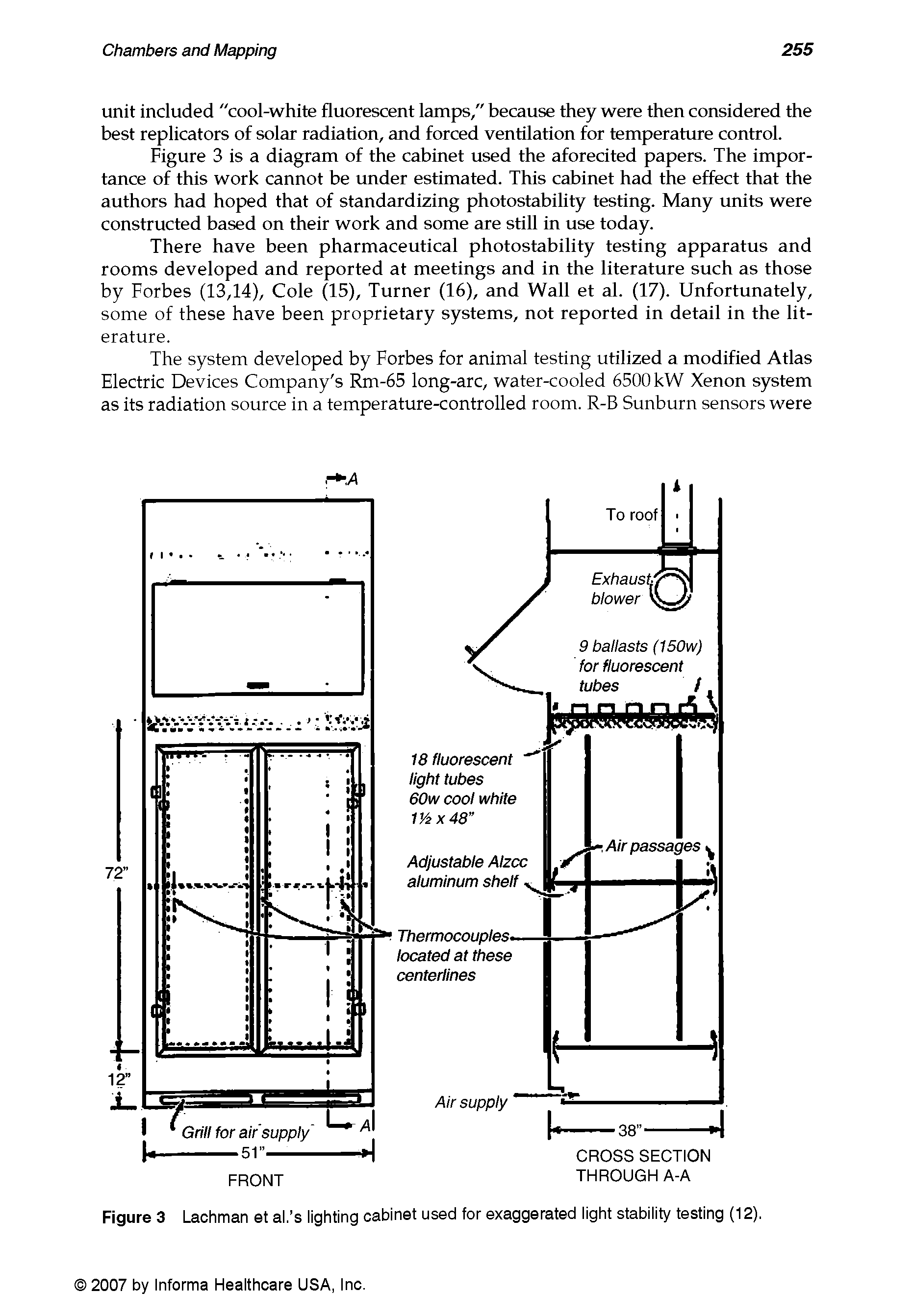 Figure 3 Lachman et al. s lighting cabinet used for exaggerated light stability testing (12).
