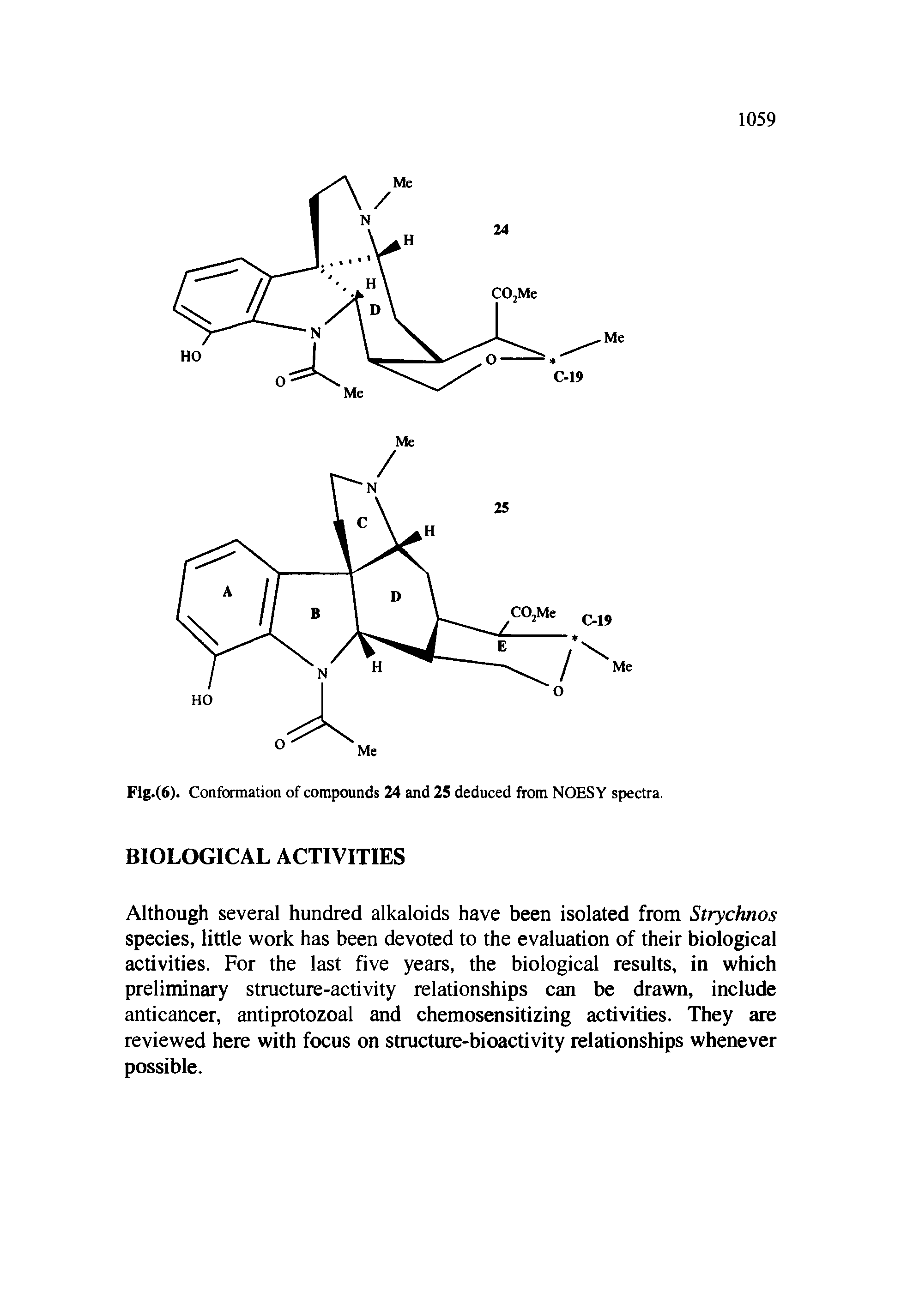 Fig.(6). Conformation of compounds 24 and 25 deduced from NOESY spectra.