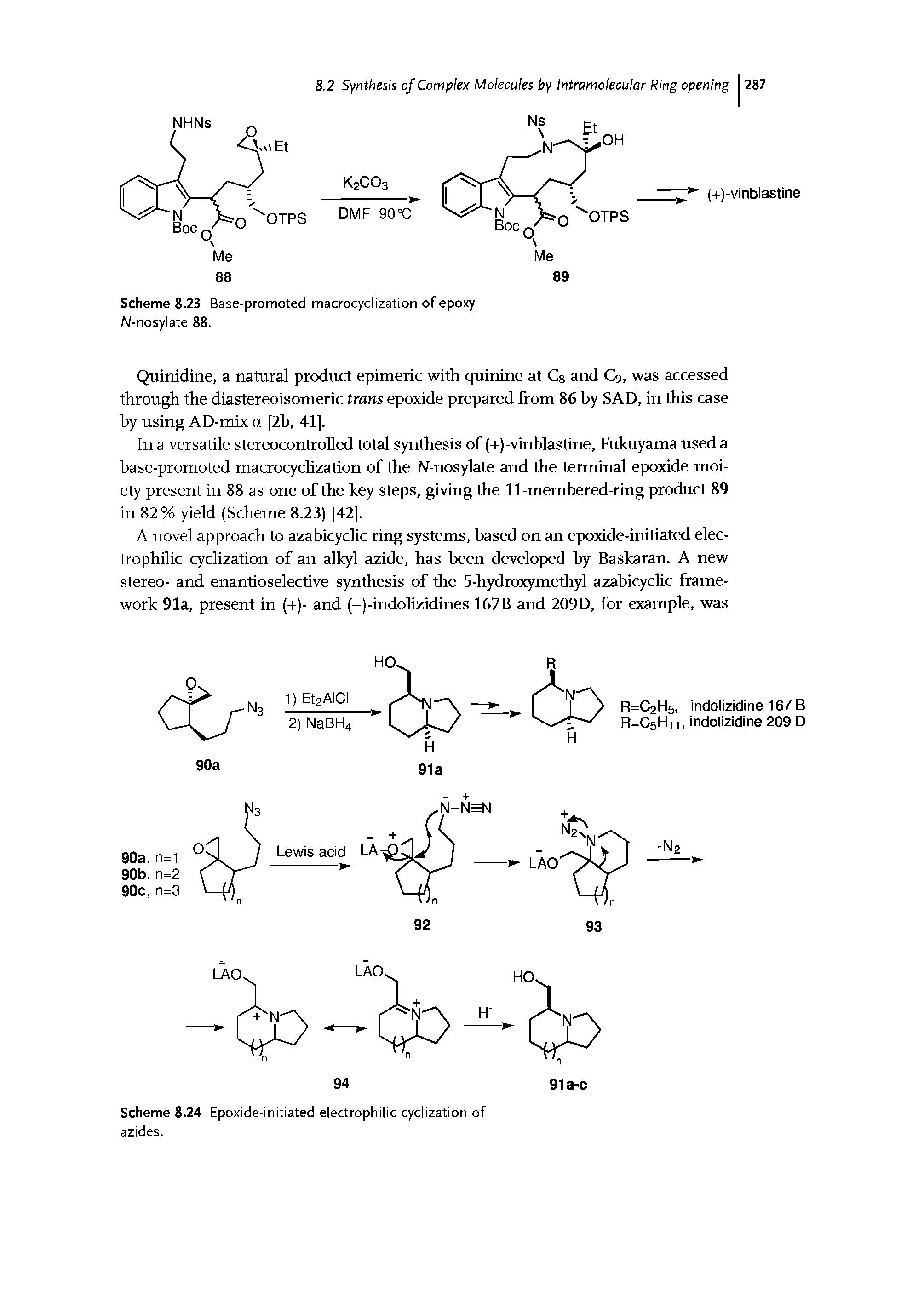 Scheme 8.24 Epoxide-initiated electrophilic cyclization of azides.