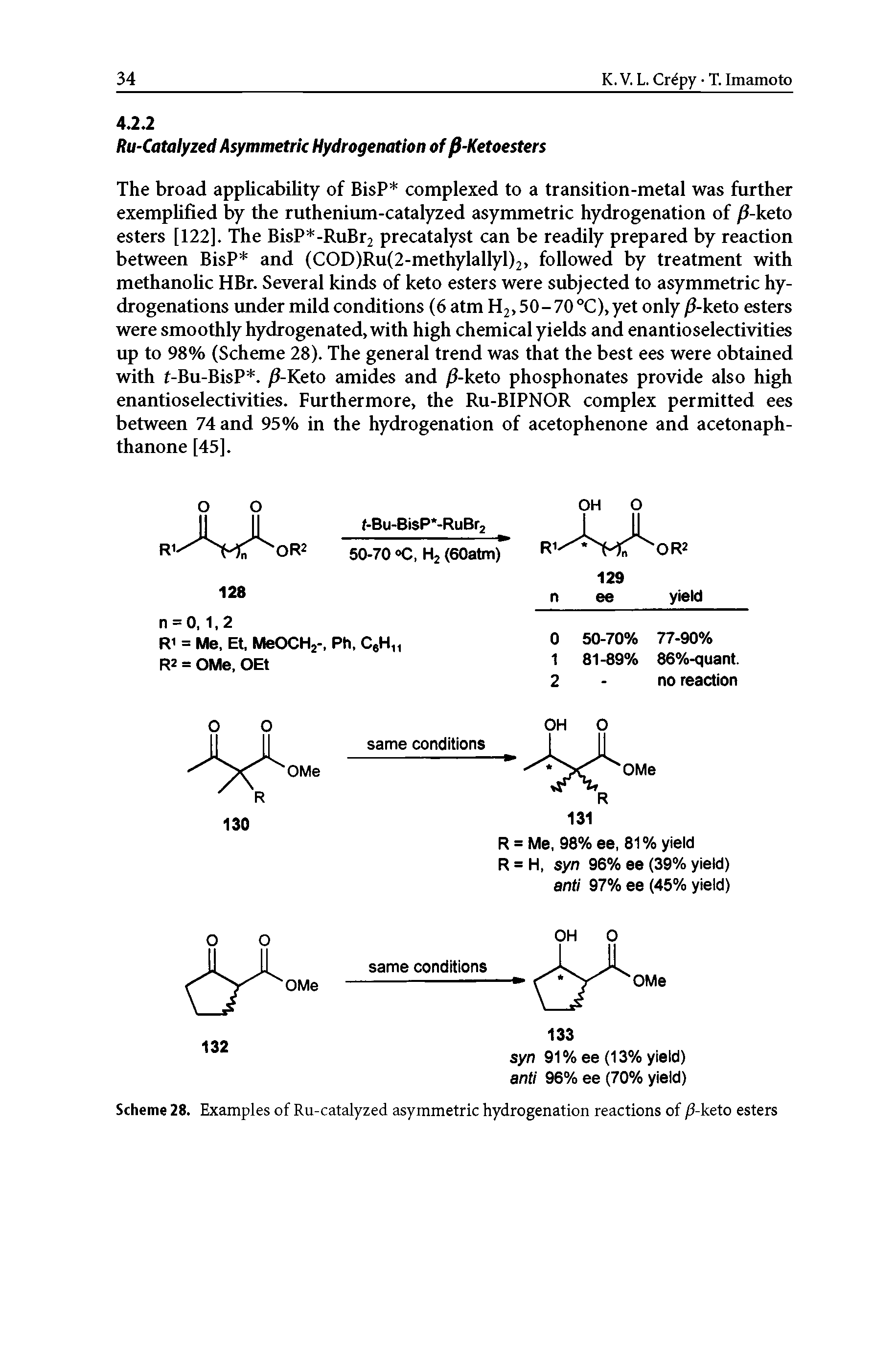 Scheme 28. Examples of Ru-catalyzed asymmetric hydrogenation reactions of /i-keto esters...