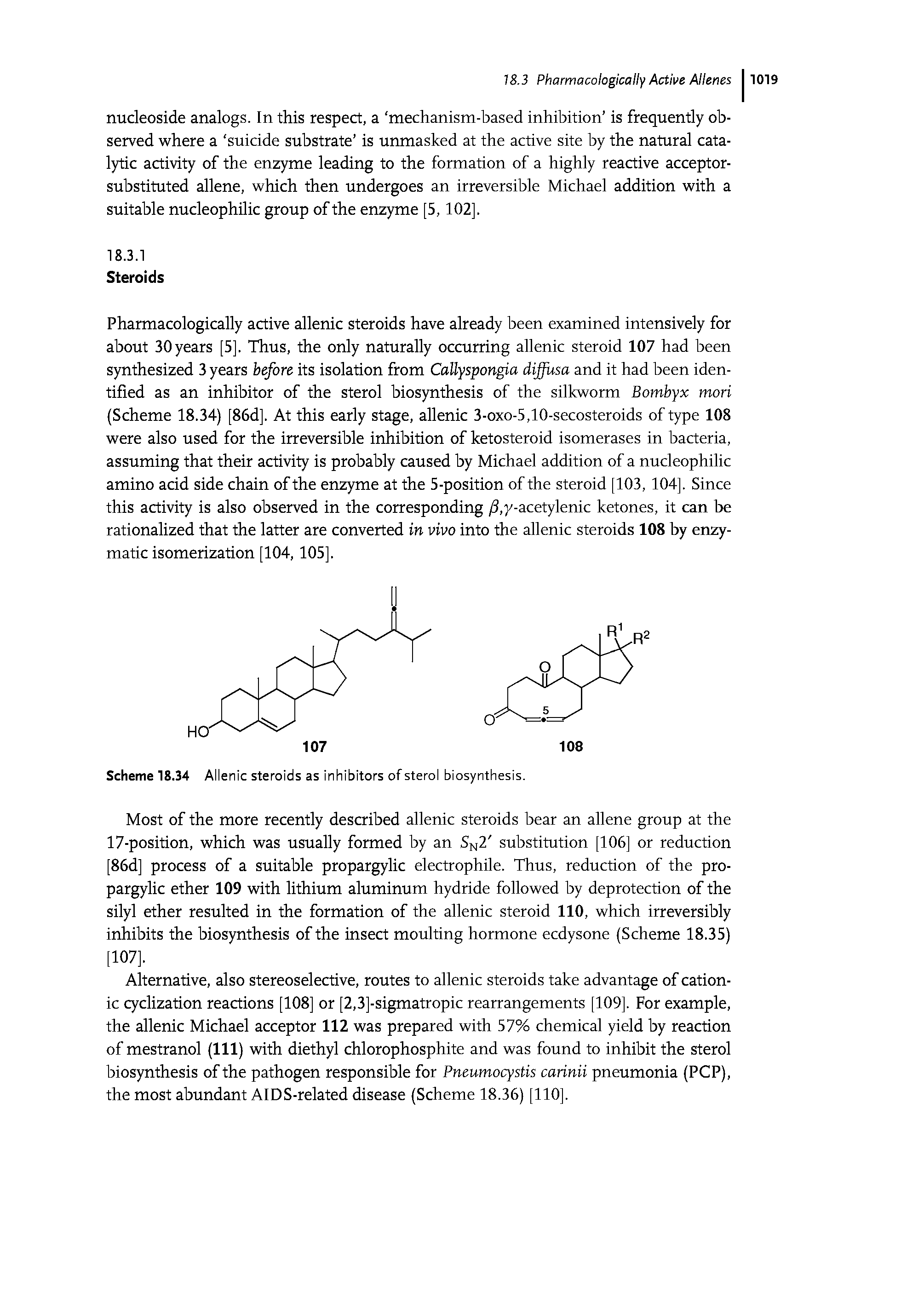 Scheme 18.34 Allenic steroids as inhibitors of sterol biosynthesis.