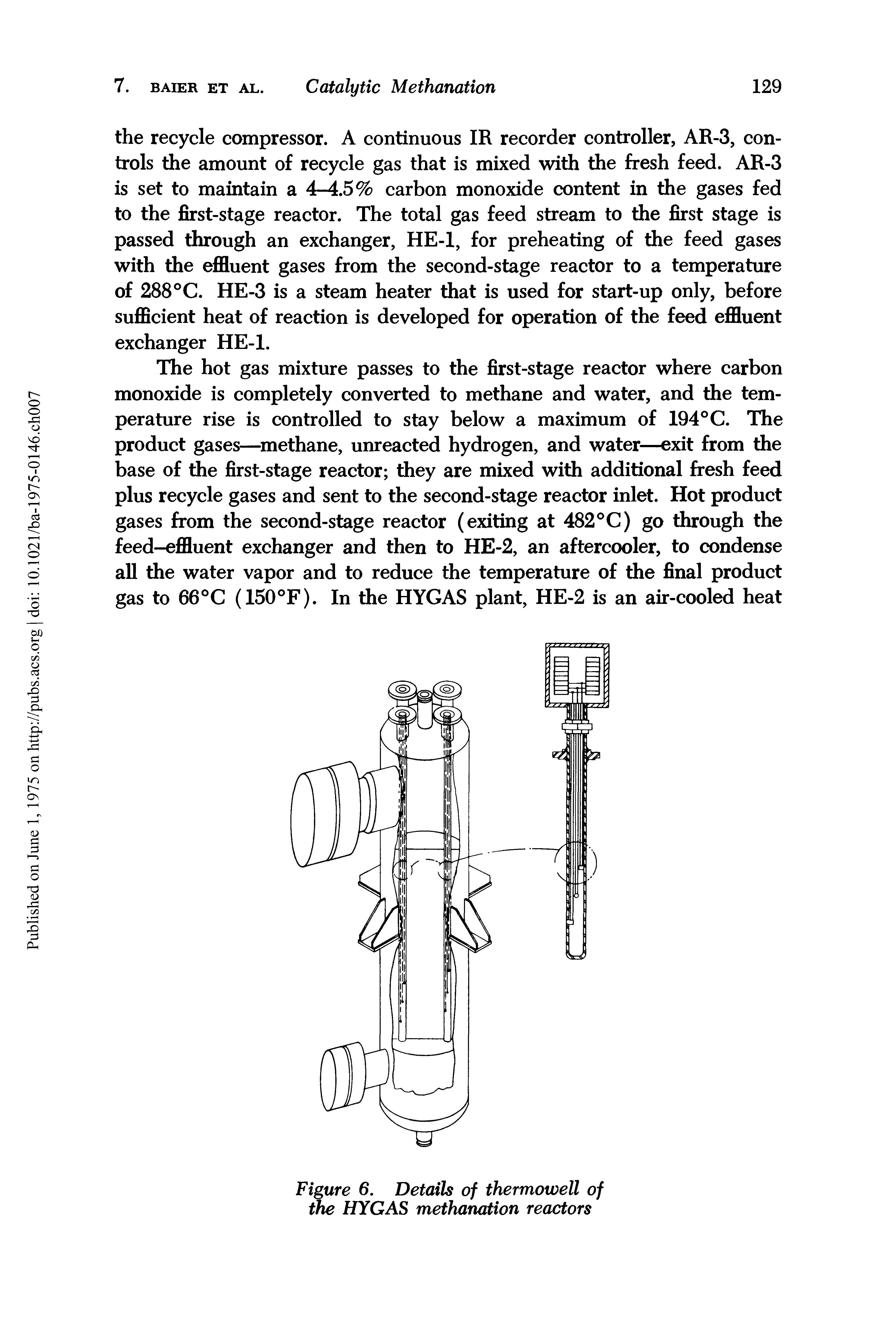 Figure 6. Details of thermowell of the HYGAS methanation reactors...