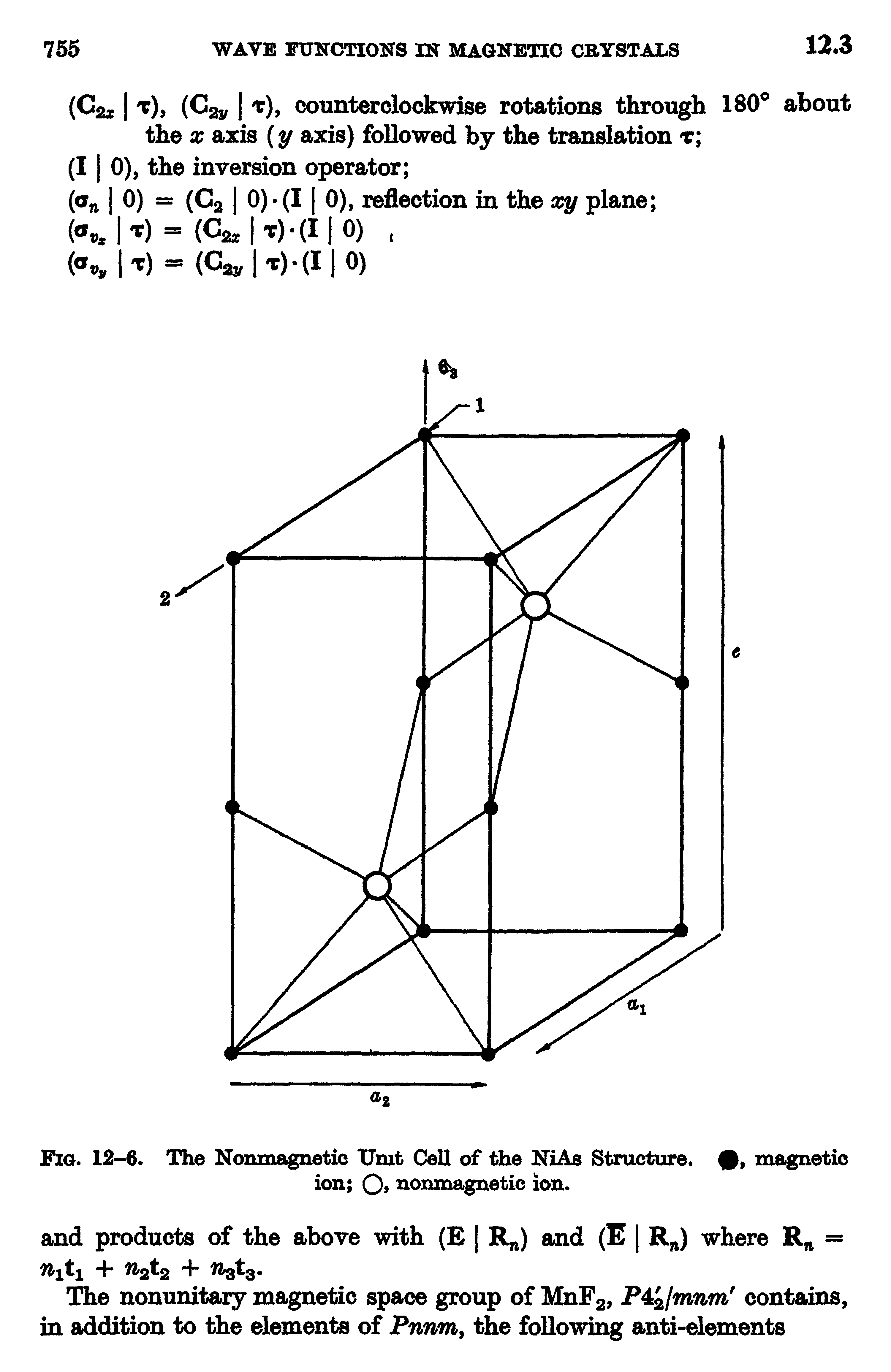 Fig. 12-6. The Nonmagnetic Unit Cell of the NiAs Structure. 0, magnetic...