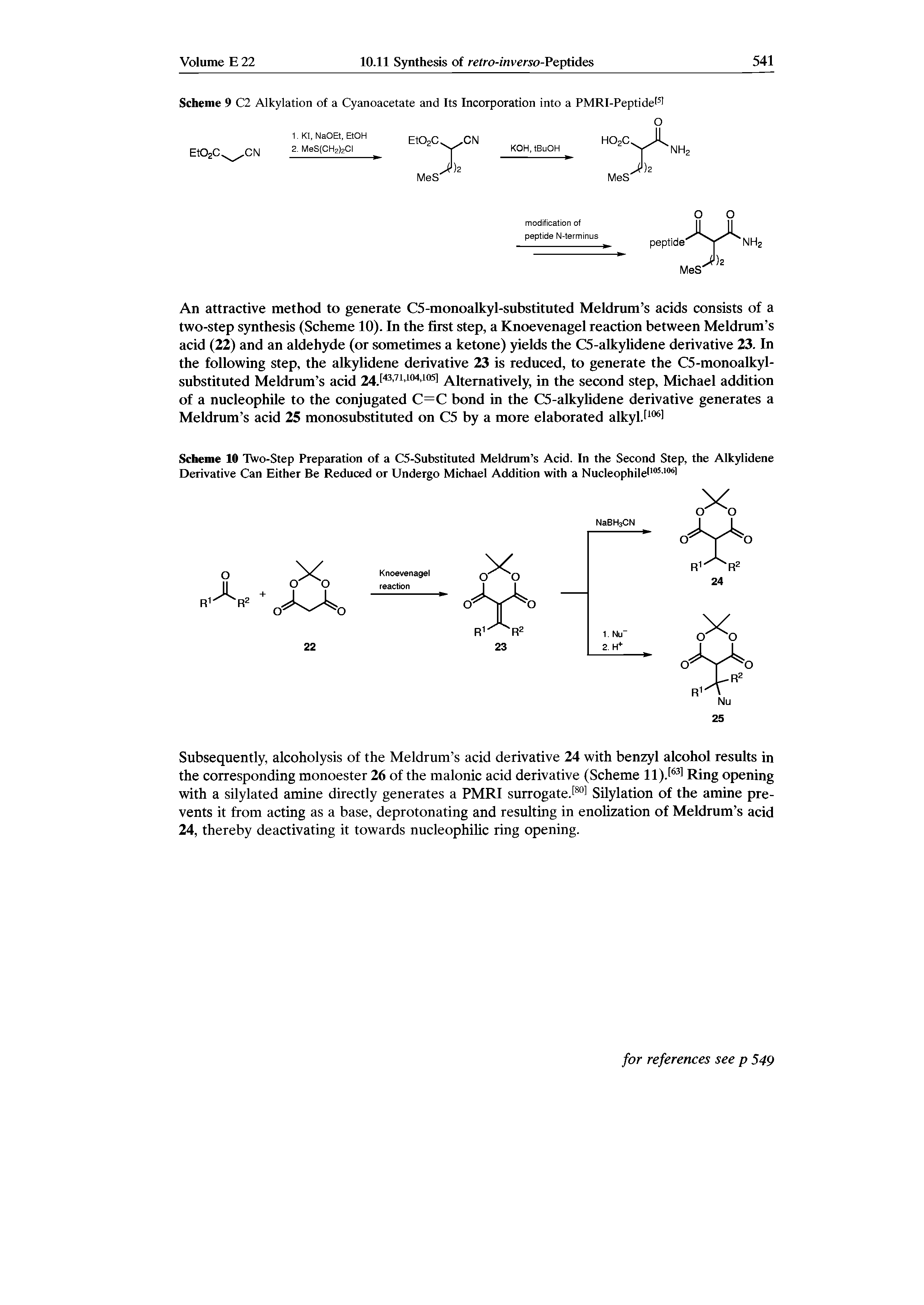 Scheme 10 Two-Step Preparation of a C5-Substituted Meldrum s Acid. In the Second Step, the Alkylidene Derivative Can Either Be Reduced or Undergo Michael Addition with a Nucleophile11051061...