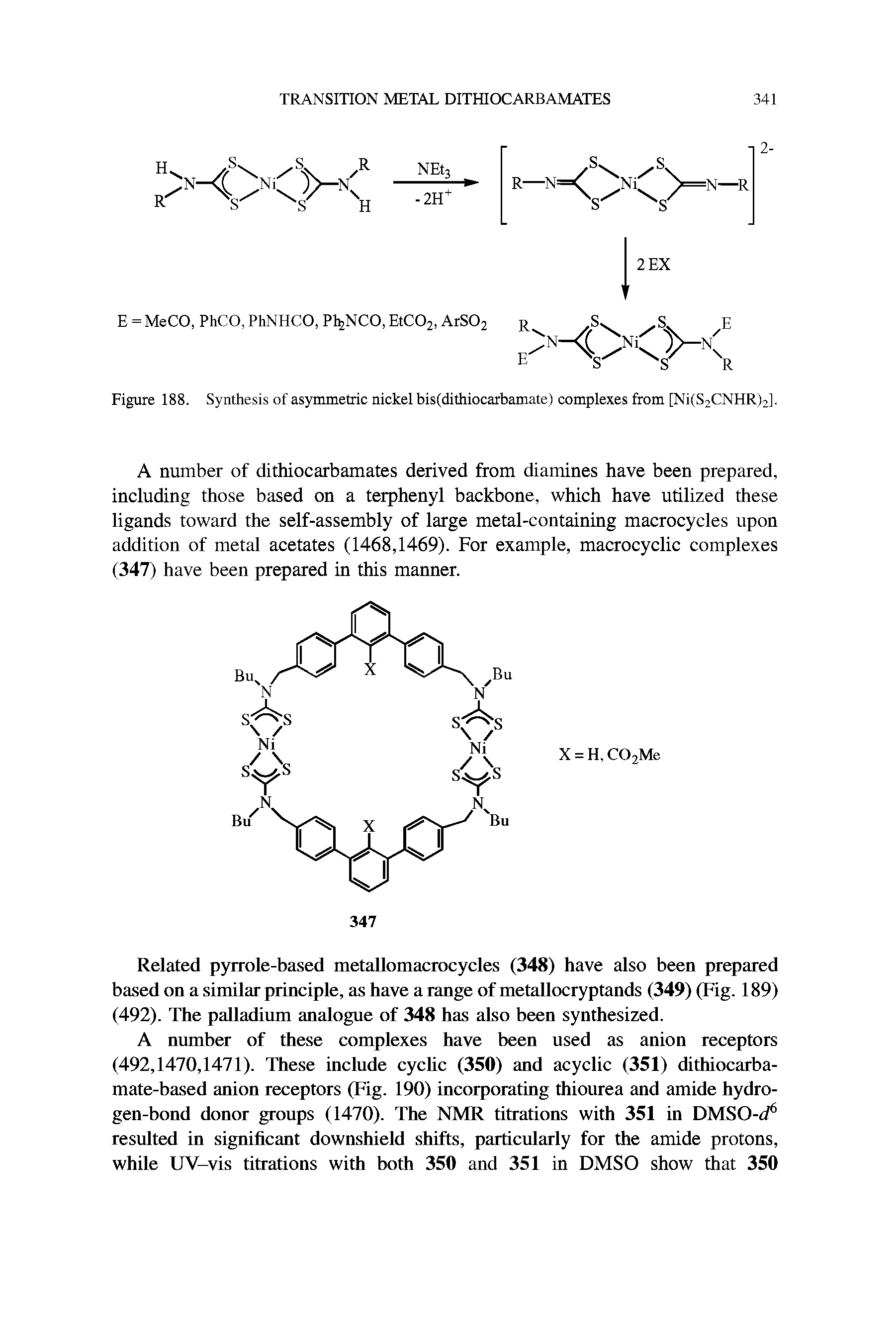 Figure 188. Synthesis of asymmetric nickel bis(dithiocarbamate) complexes ftom pVi(S2CNHR)2].