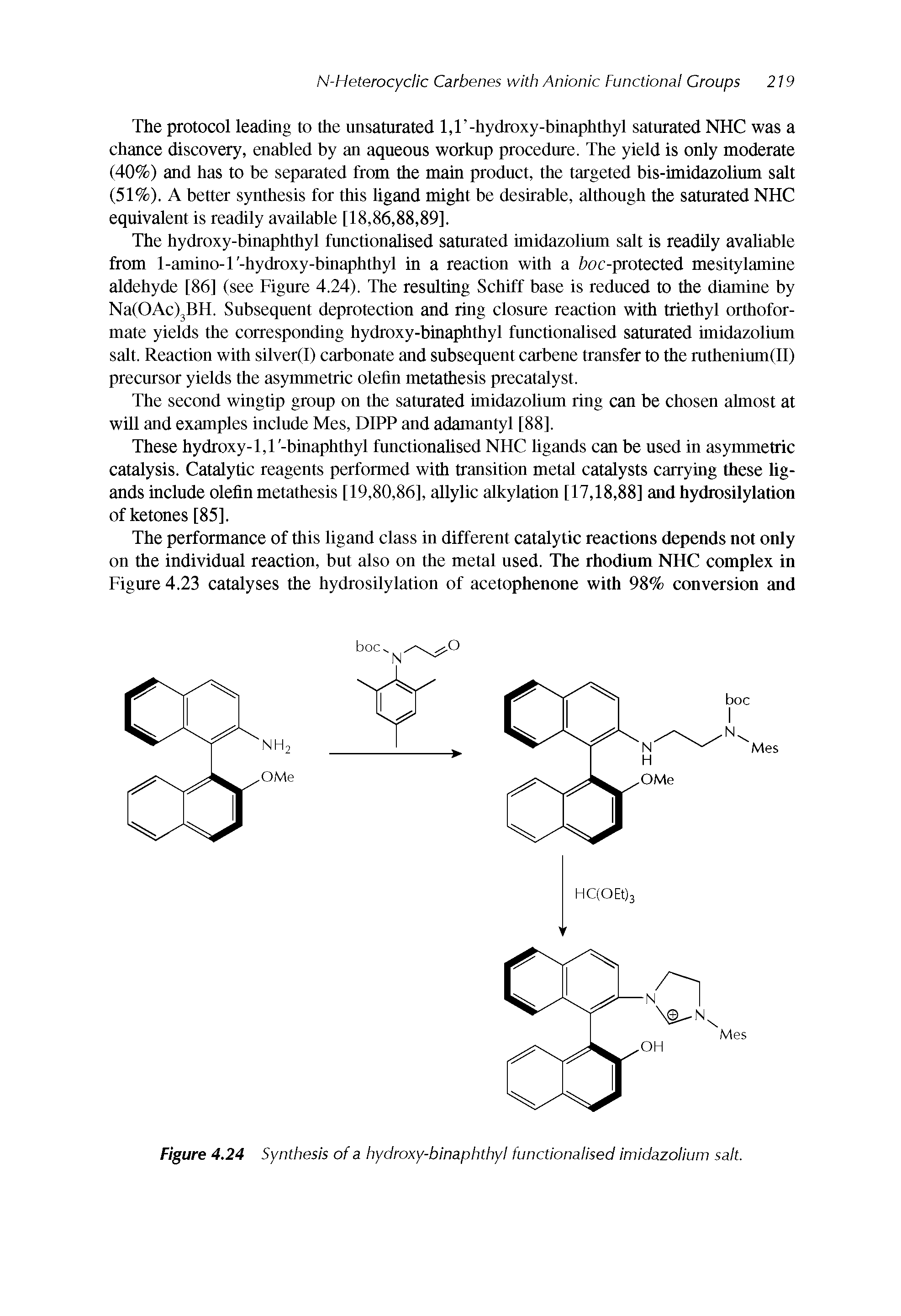 Figure 4.24 Synthesis of a hydroxy-binaphthyl functionalised imidazolium salt.