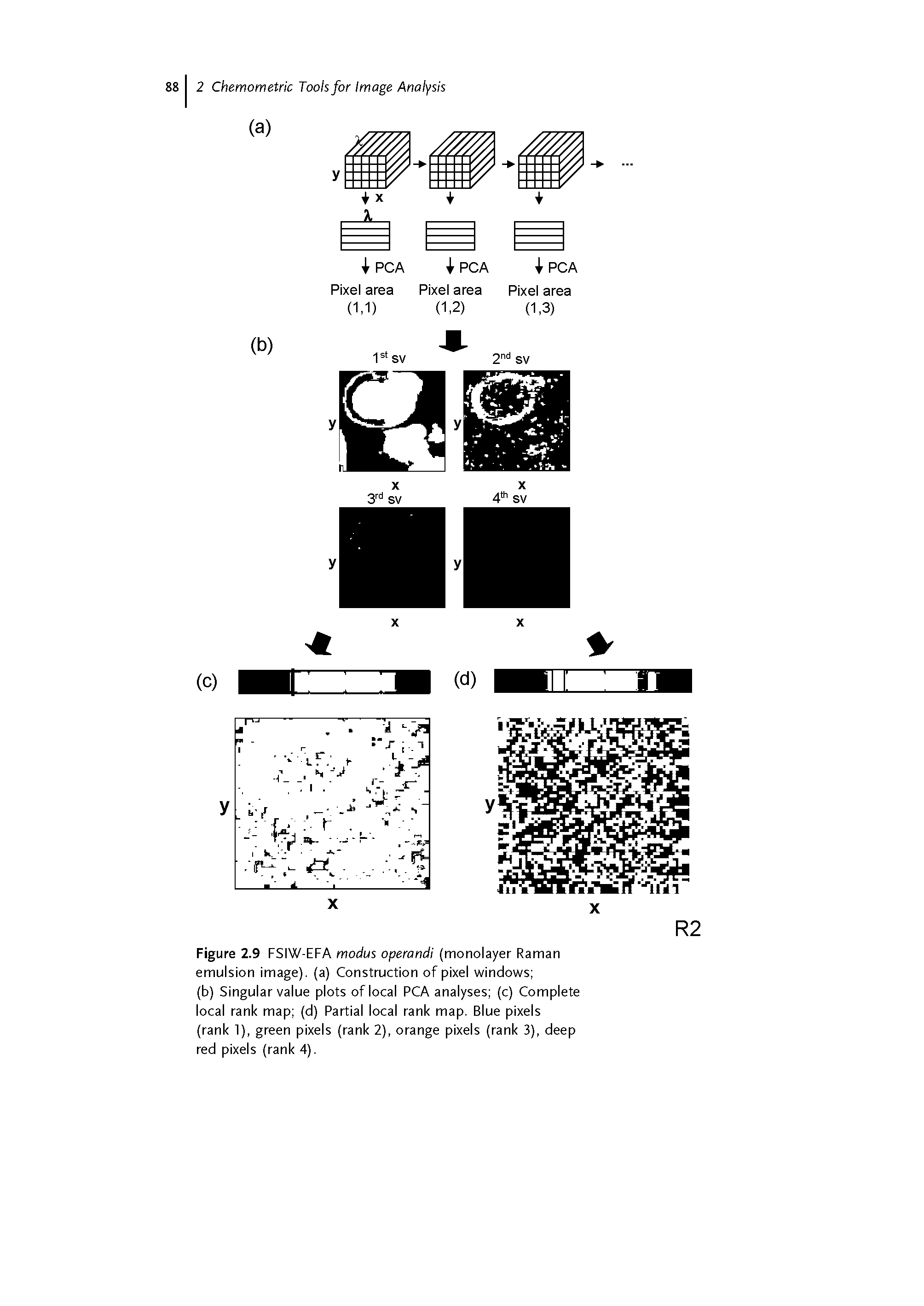 Figure 2.9 FSIW-EFA modus operand (monolayer Raman emulsion image), (a) Construction of pixel windows ...