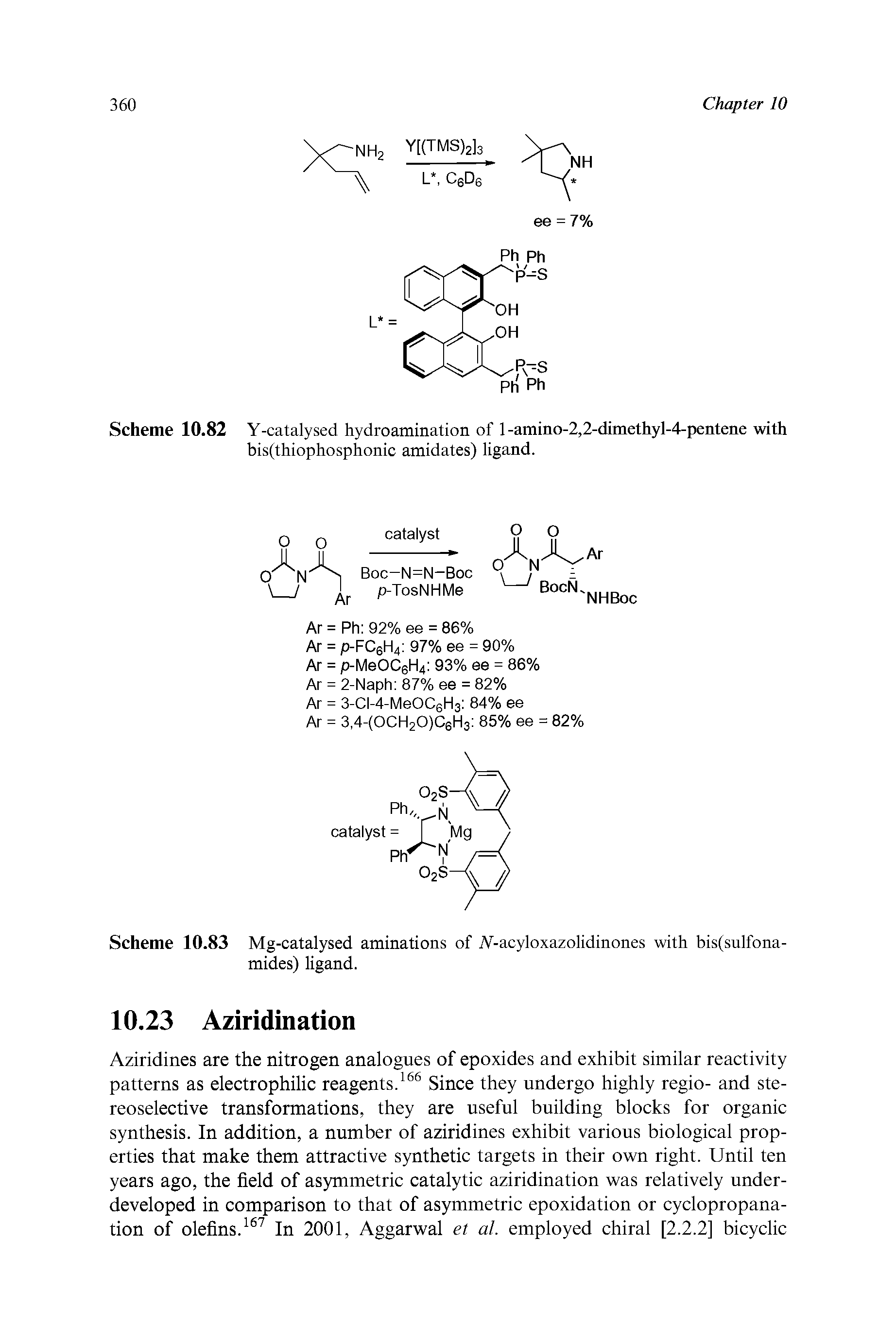 Scheme 10.82 Y-catalysed hydroamination of 1-amino-2,2-dimethyl-4-pentene with bis(thiophosphonic amidates) ligand.