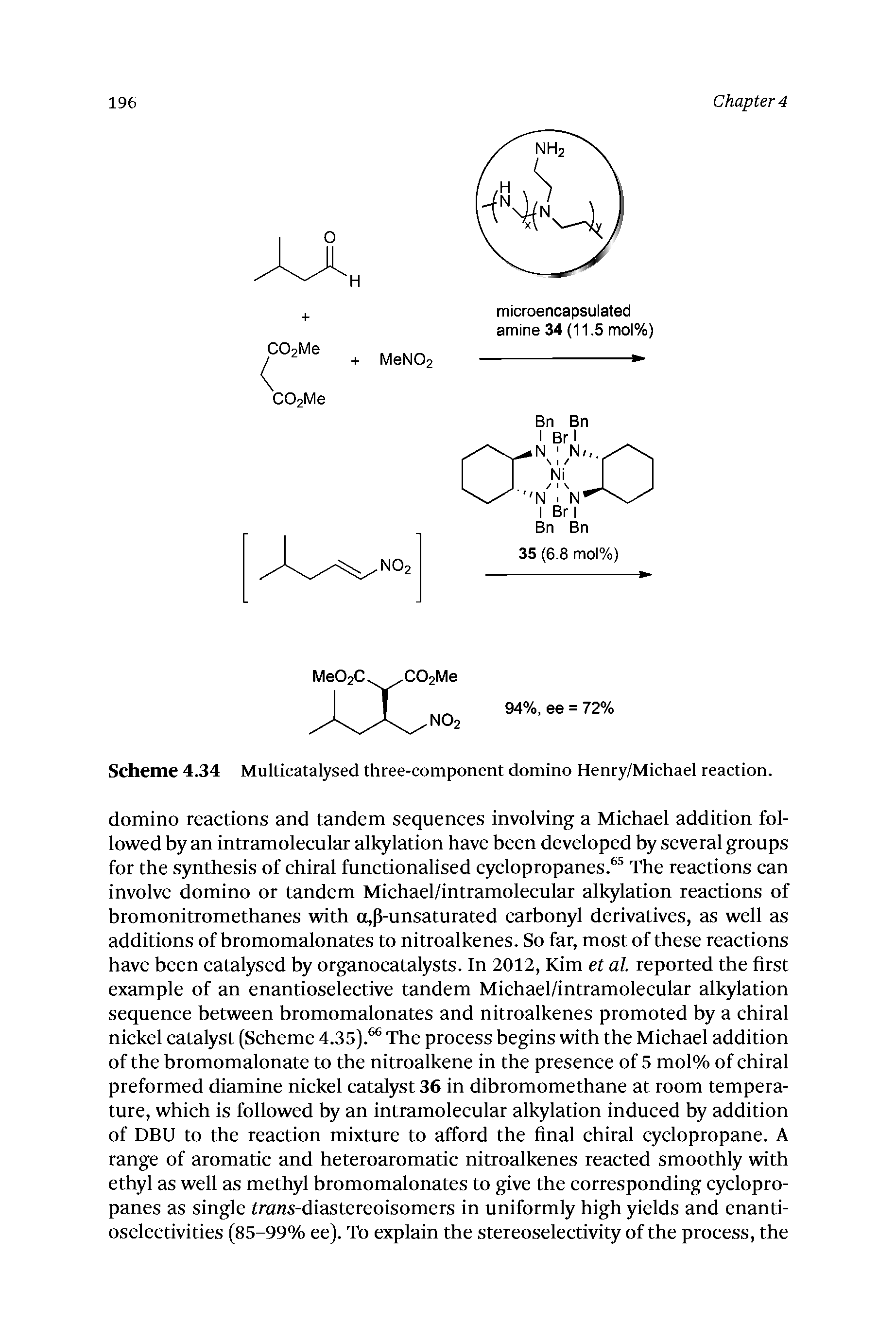 Scheme 4.34 Multicatalysed three-component domino Henry/Michael reaction.