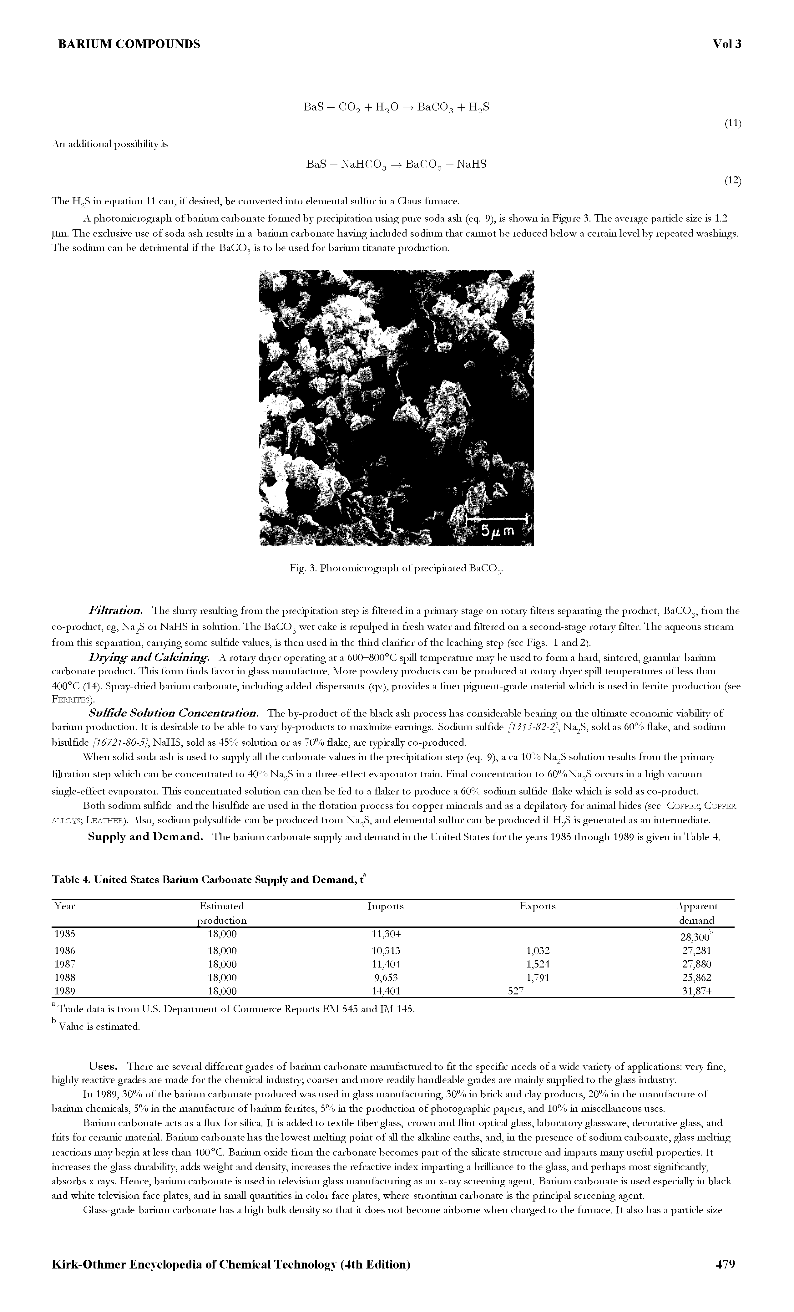 Table 4. United States Barium Carbonate Supply and Demand, t...