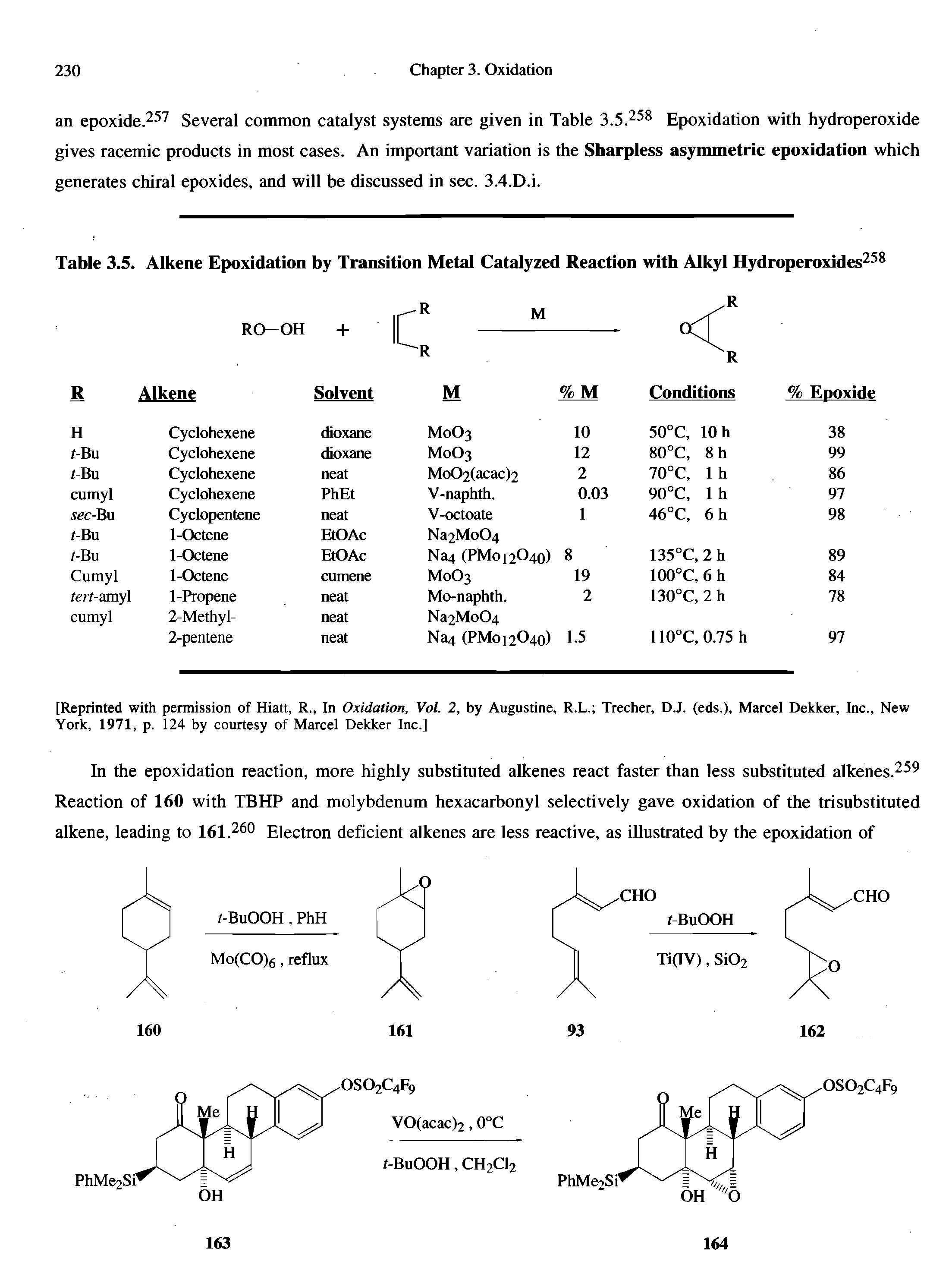 Table 3.5. Alkene Epoxidation by Transition Metal Catalyzed Reaction with Alkyl Hydroperoxides SS...