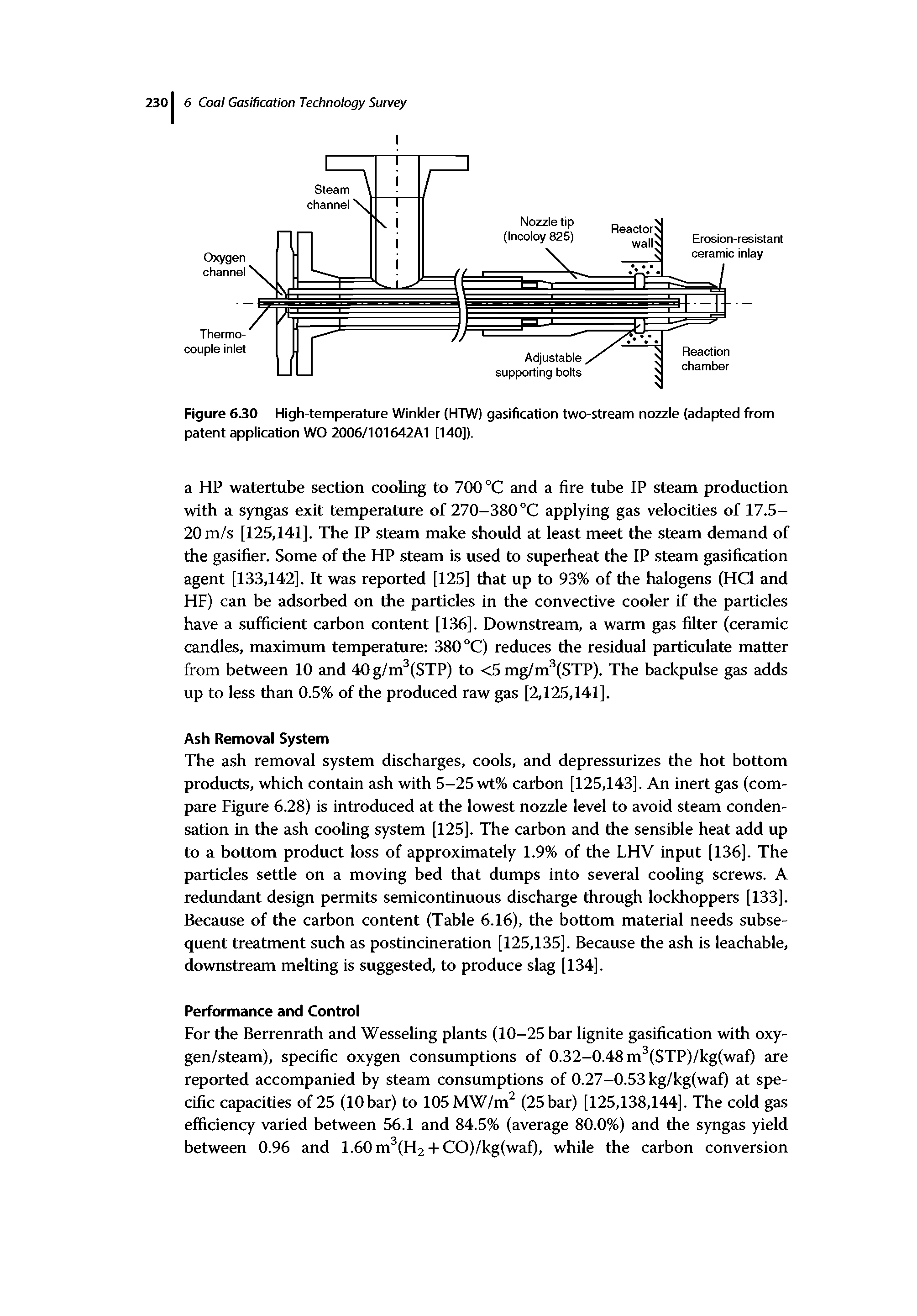 Figure 630 High-temperature Winkler (HTW) gasification two-stream nozzle (adapted from patent application WO 2006/101642A1 [140]).