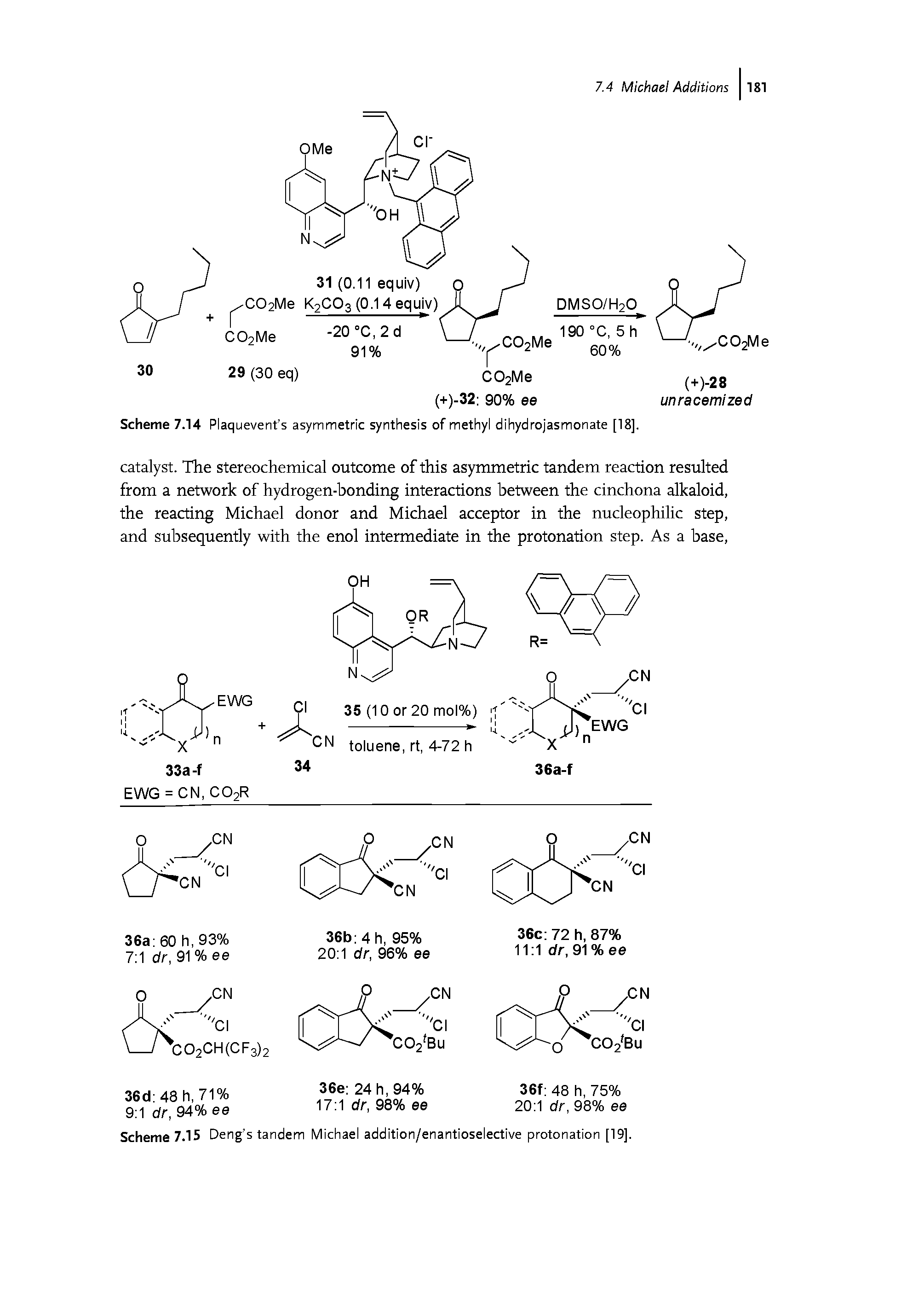 Scheme 7.15 Deng s tandem Michael addition/enantioselective protonation [19].