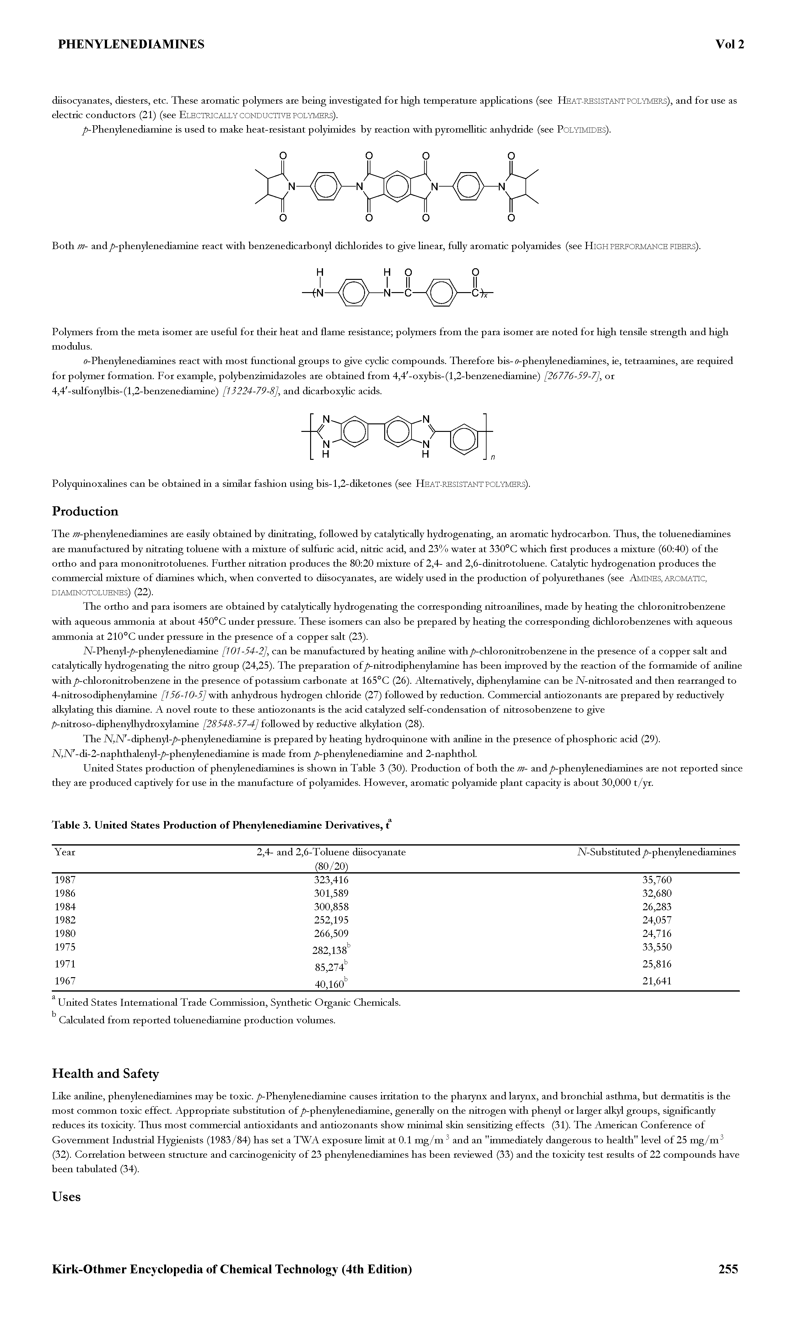 Table 3. United States Production of Phenylenediamine Derivatives, t...