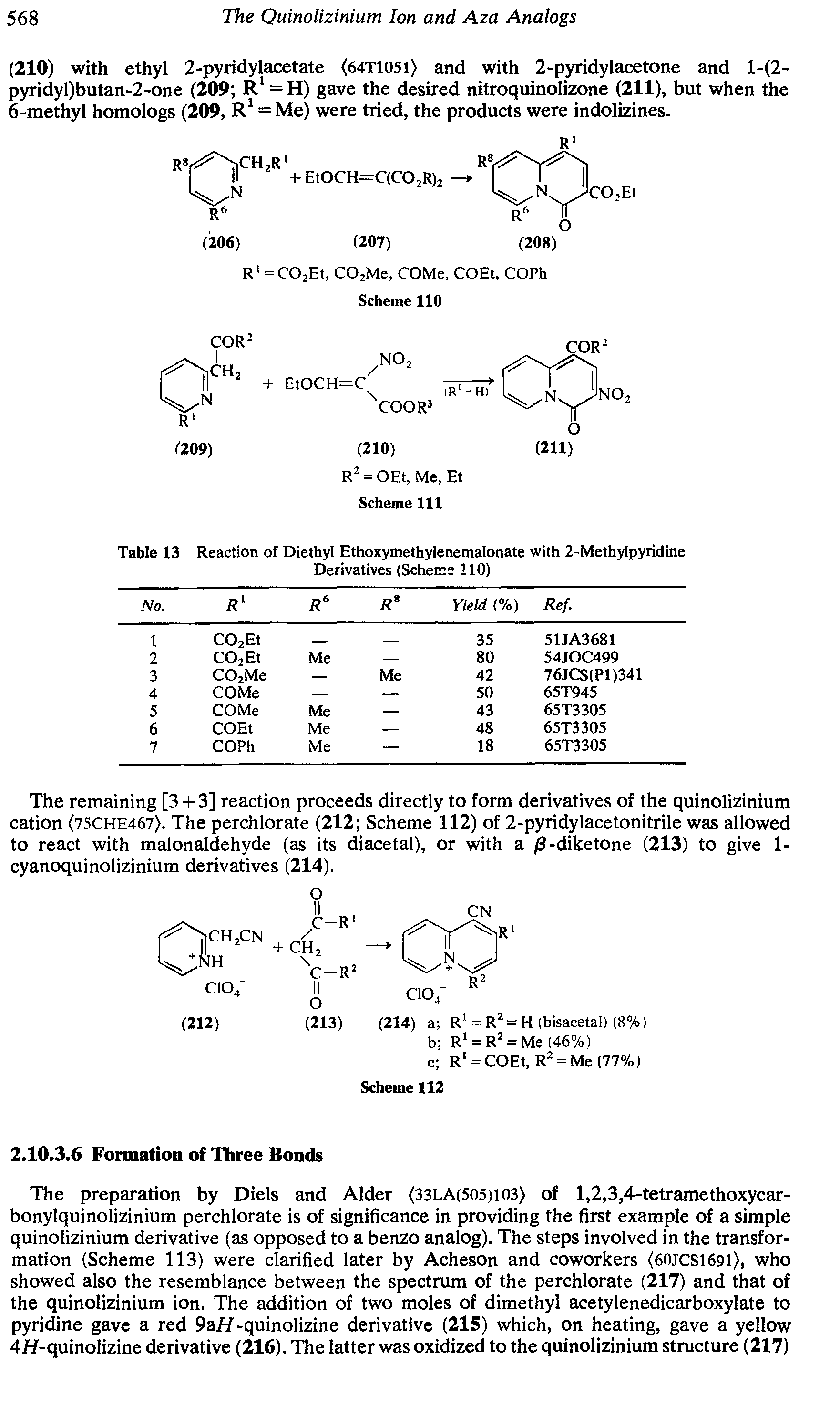 Table 13 Reaction of Diethyl Ethoxymethylenemalonate with 2-Methylpyridine Derivatives (Scheme 110)...