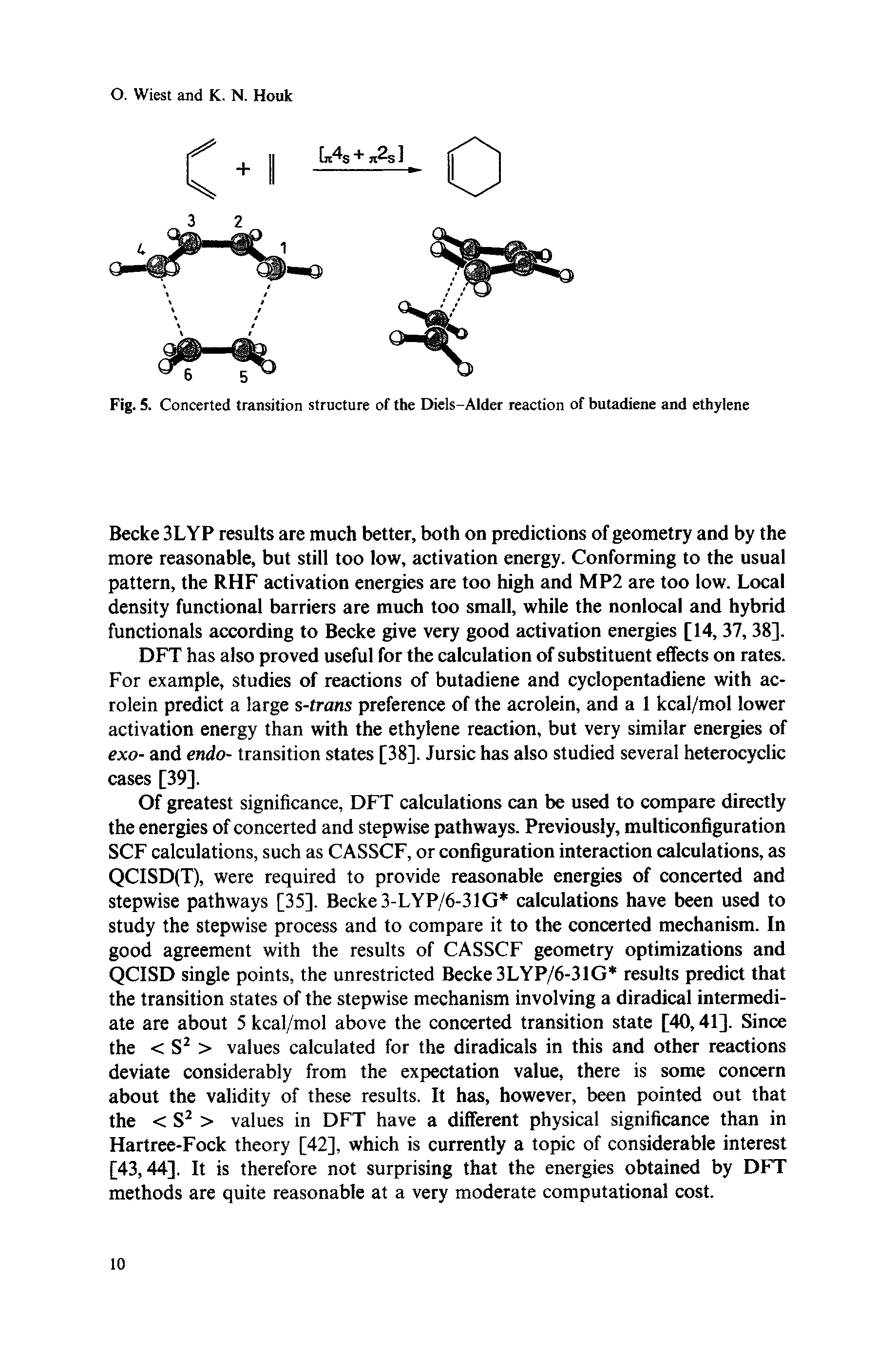 Fig. 5. Concerted transition structure of the Diels-Alder reaction of butadiene and ethylene...