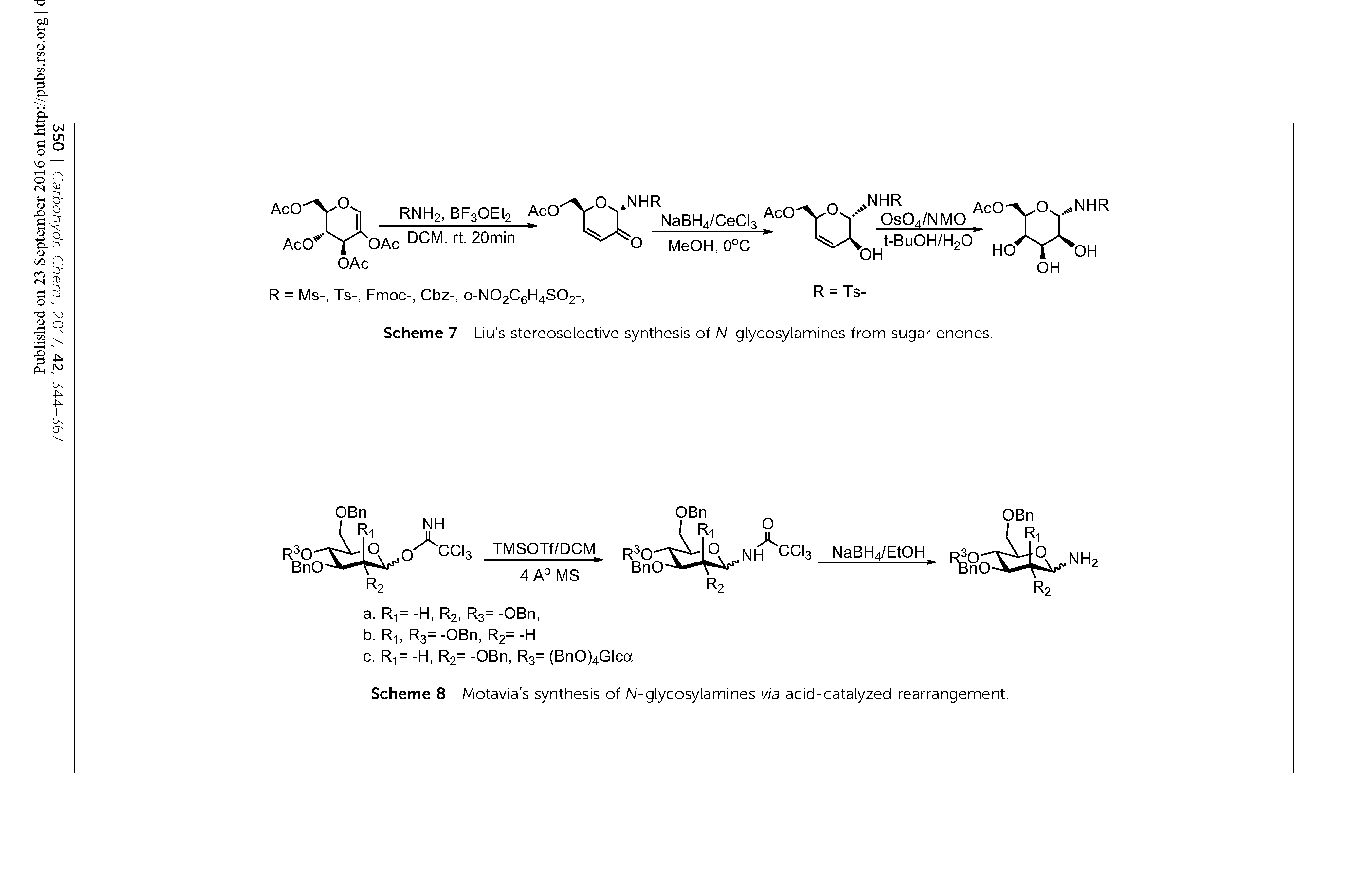 Scheme 7 Liu s stereoselective synthesis of N-glycosylamines from sugar enones.