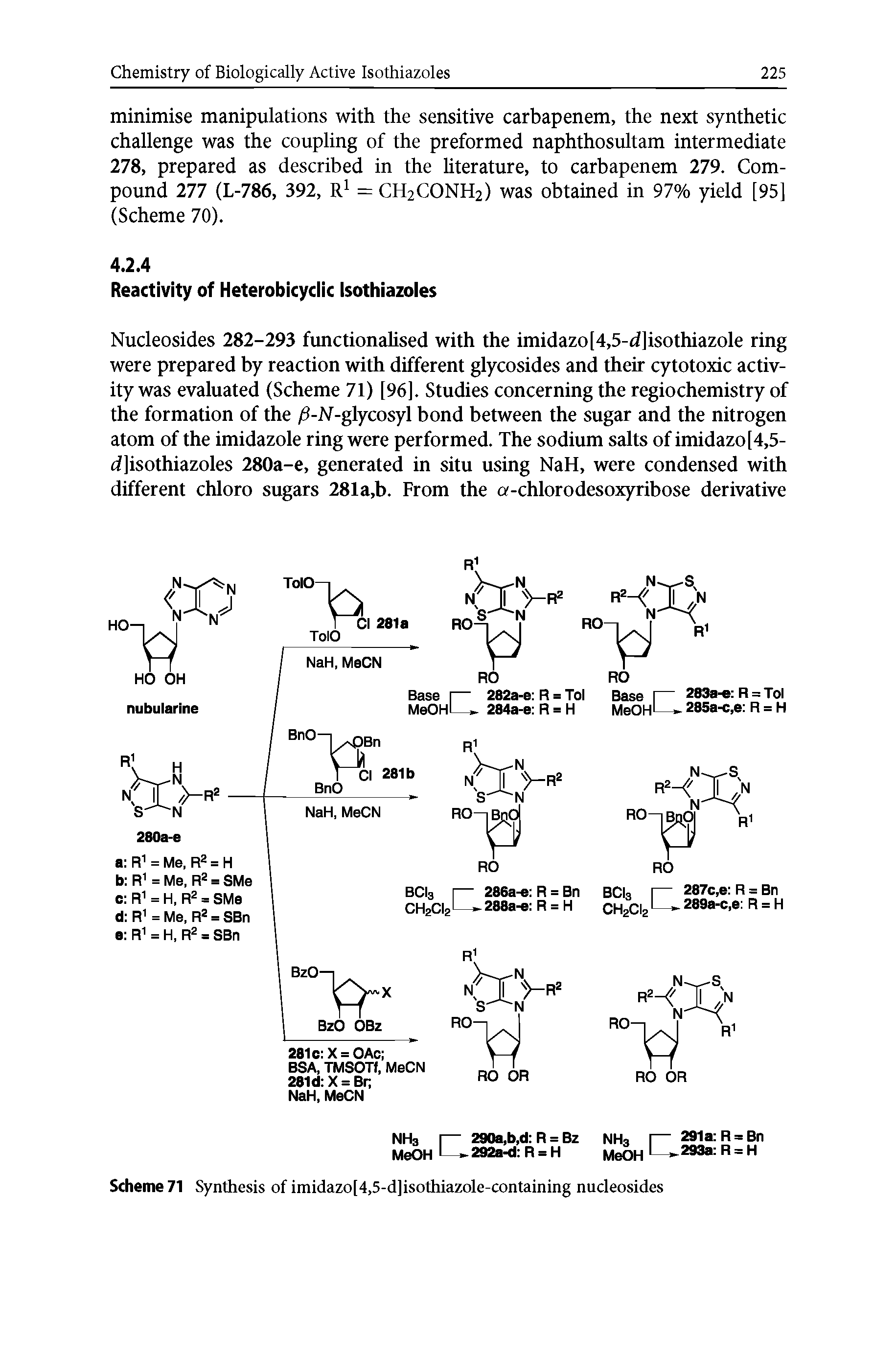 Scheme 71 Synthesis of imidazo[4,5-d]isothiazole-containing nucleosides...