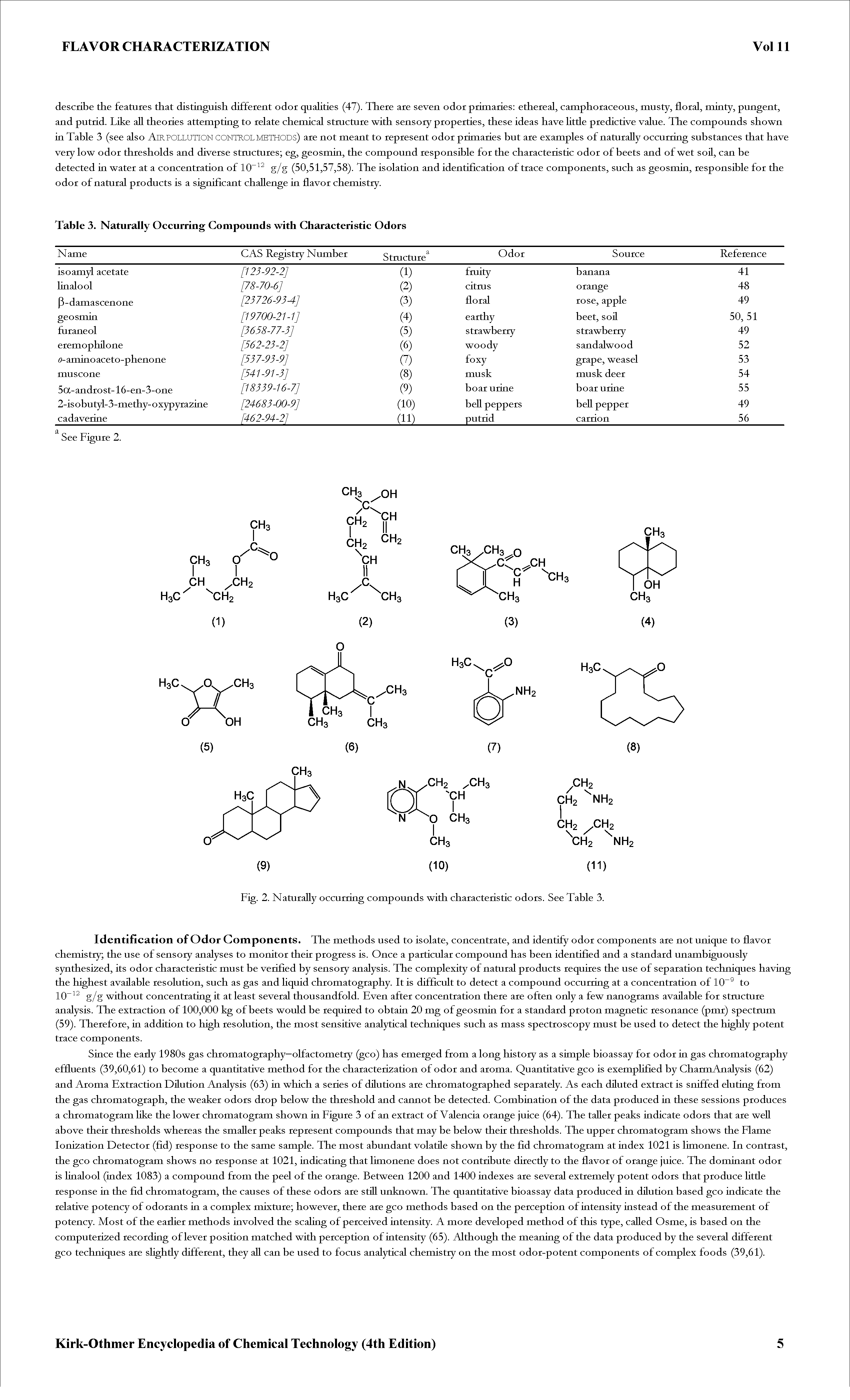 Table 3. Naturally Occurring Compounds with Characteristic Odors...