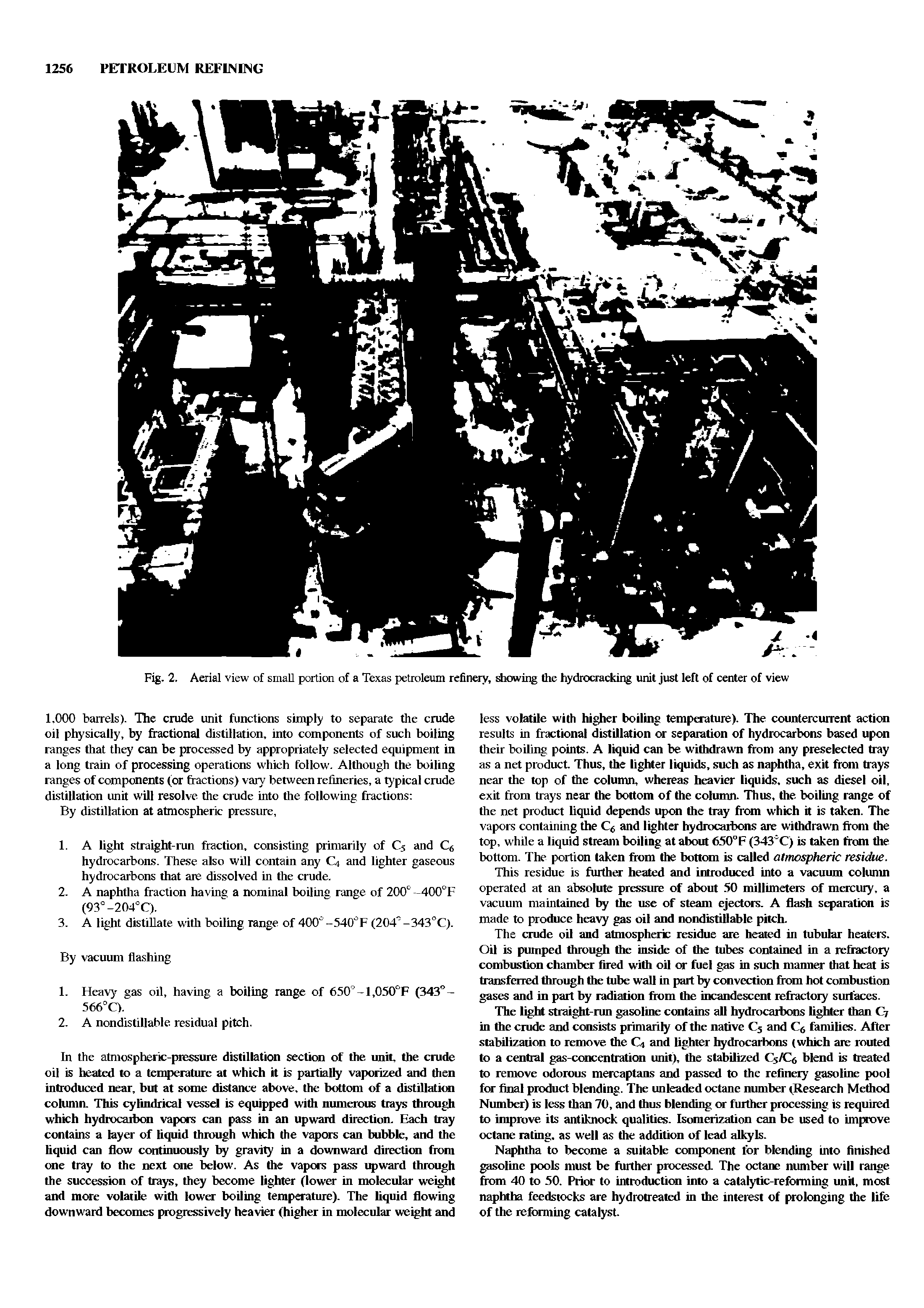 Fig. 2. Aerial view of small portion of a Texas petroleum refinery, showing the hydrocracking unit just left of center of view...