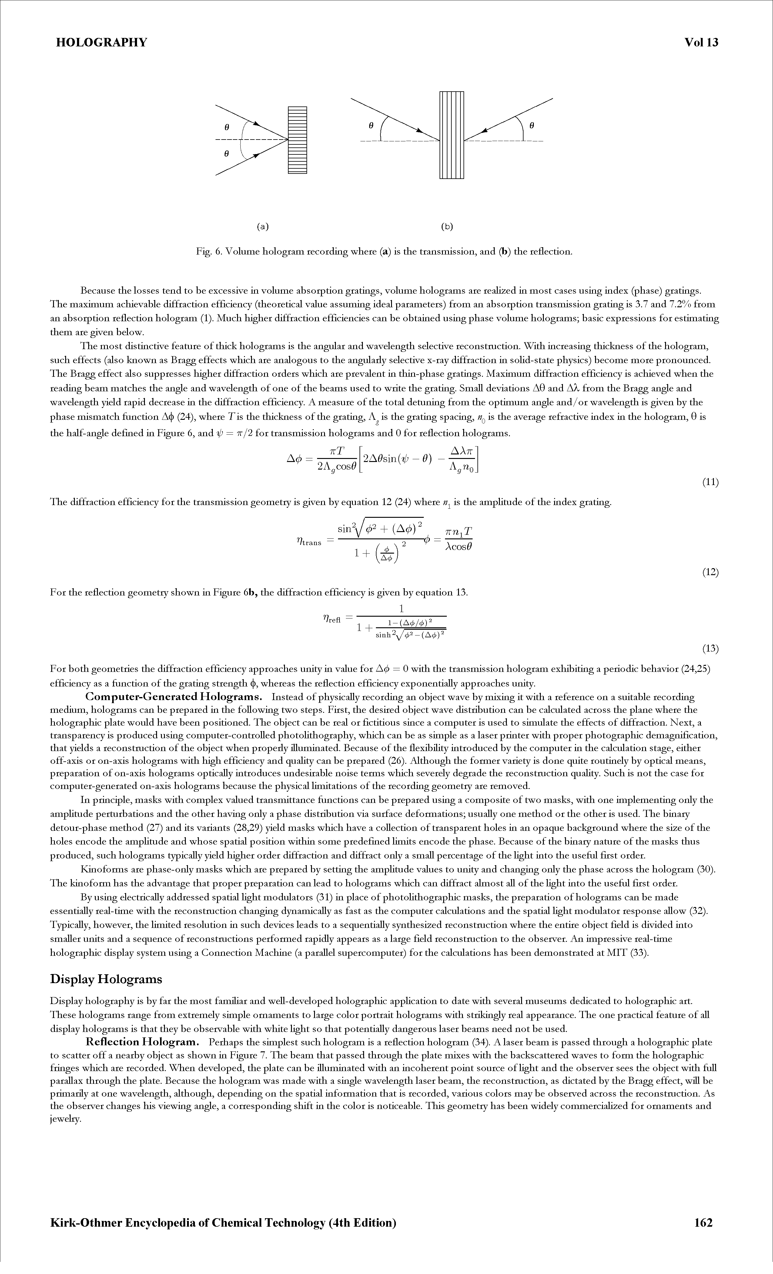 Fig. 6. Volume hologram recording where (a) is the transmission, and (b) the reflection.