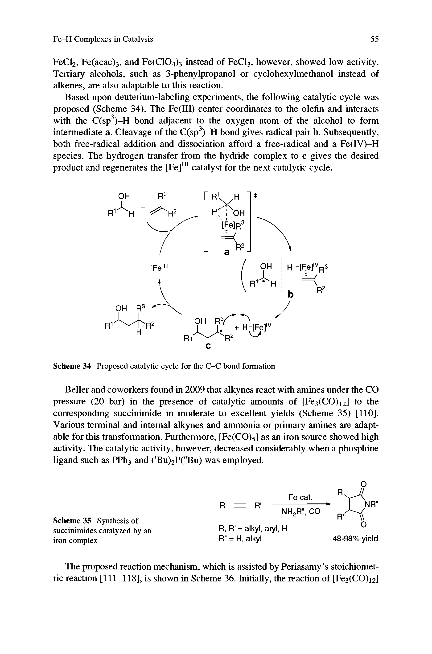 Scheme 35 Synthesis of succinimides catalyzed by an iron complex...