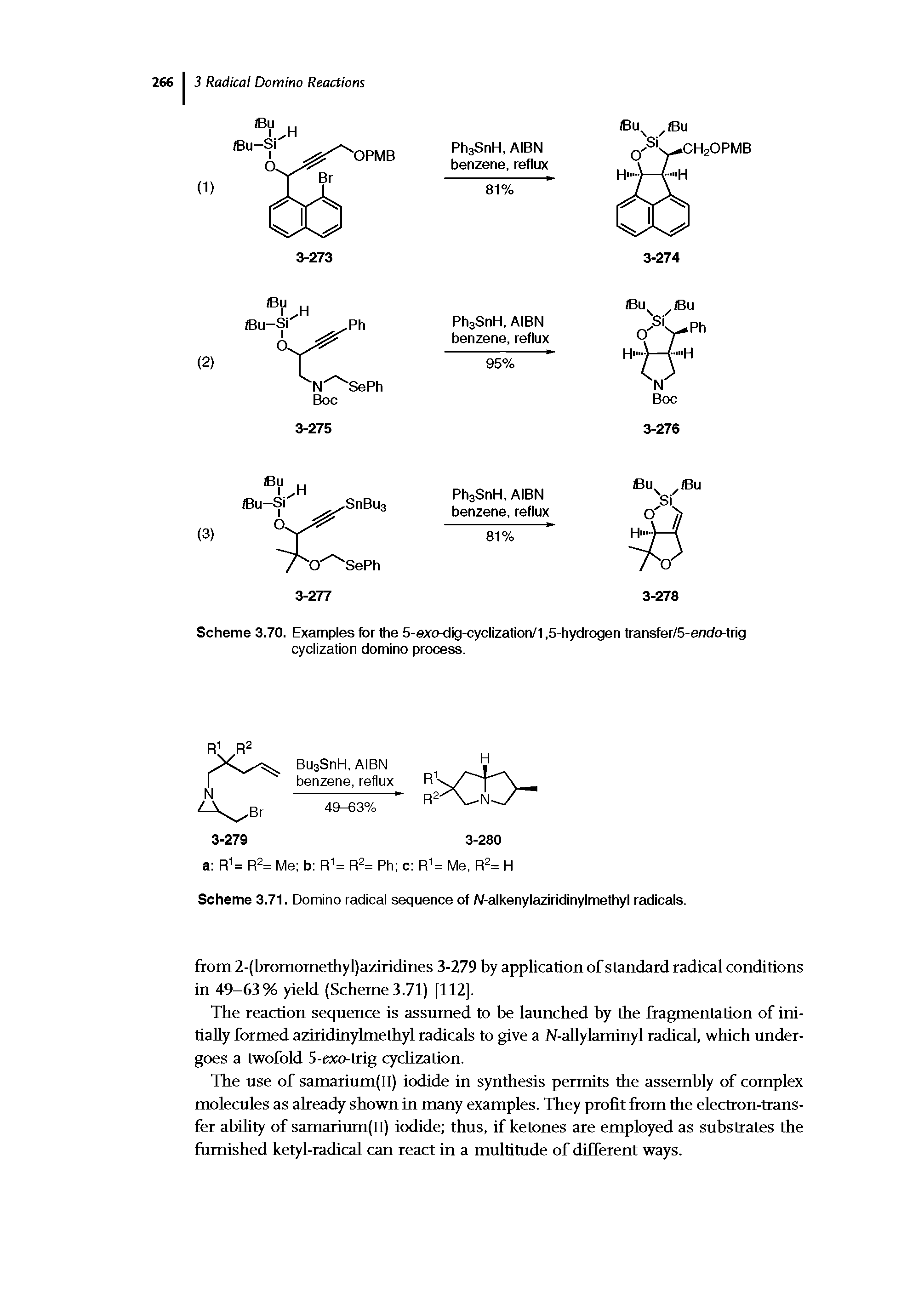 Scheme 3.71. Domino radical sequence of N-alkenylaziridinylmethyl radicals.