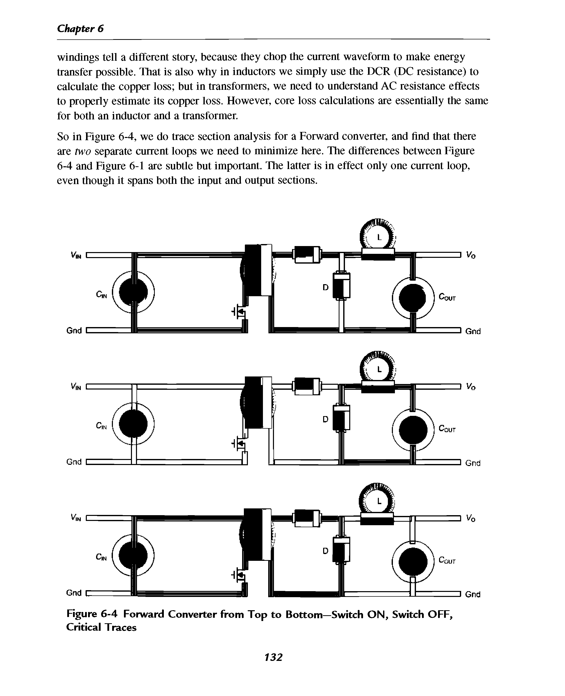 Figure 6-4 Forward Converter from Top to Bottom—Switch ON, Switch OFF, Critical Traces...
