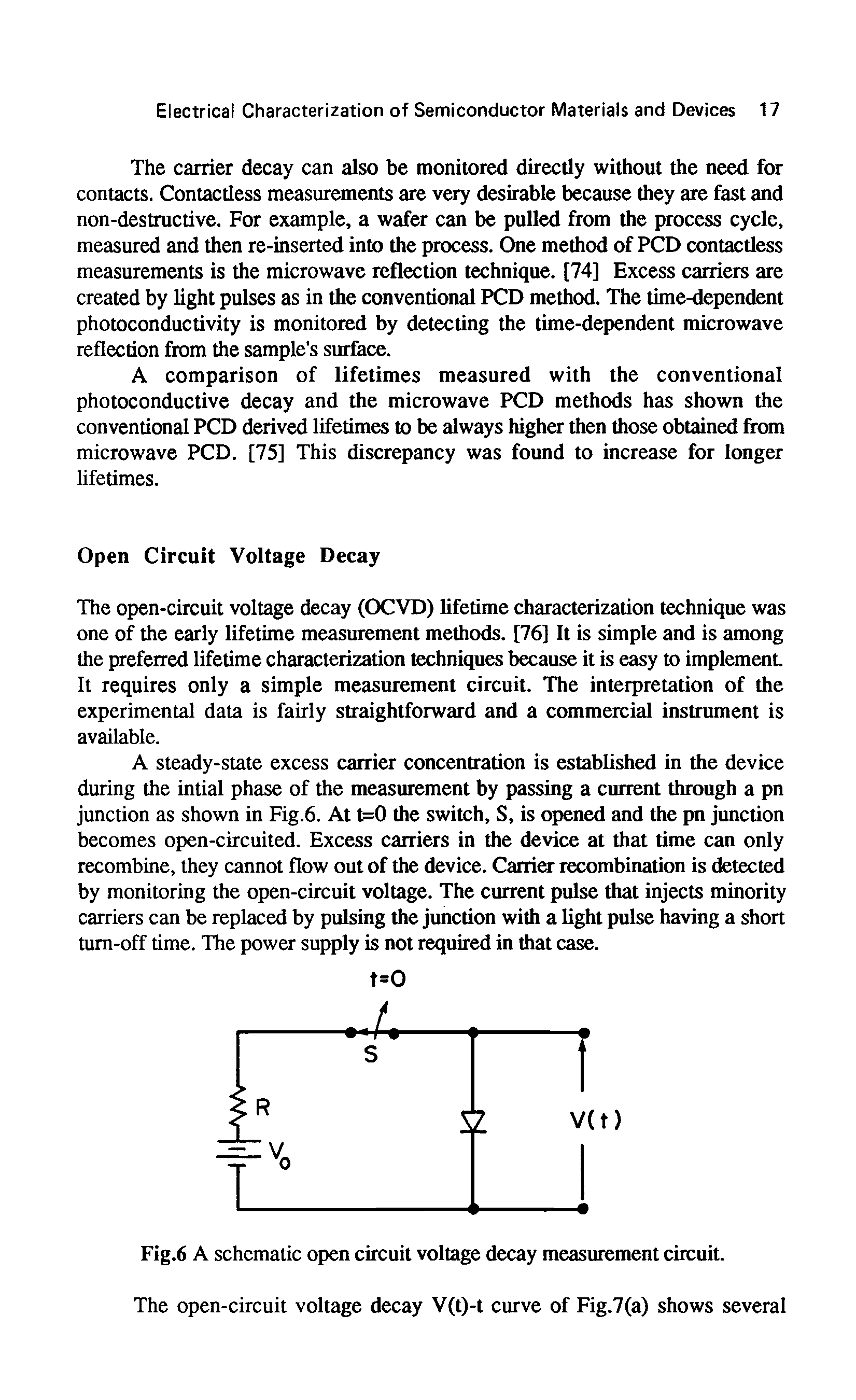Fig.6 A schematic open circuit voltage decay measurement circuit.