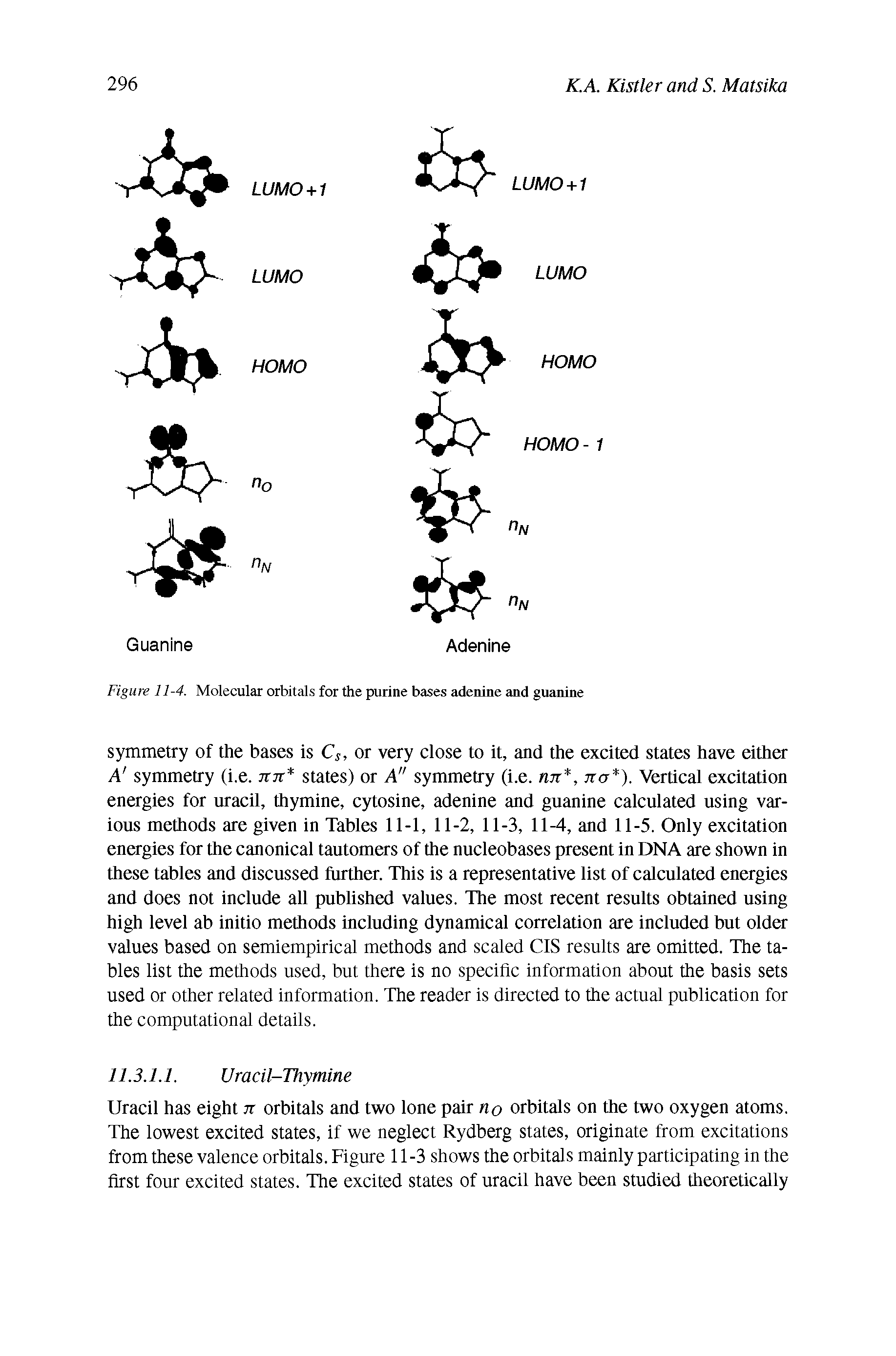 Figure 11-4. Molecular orbitals for the purine bases adenine and guanine...