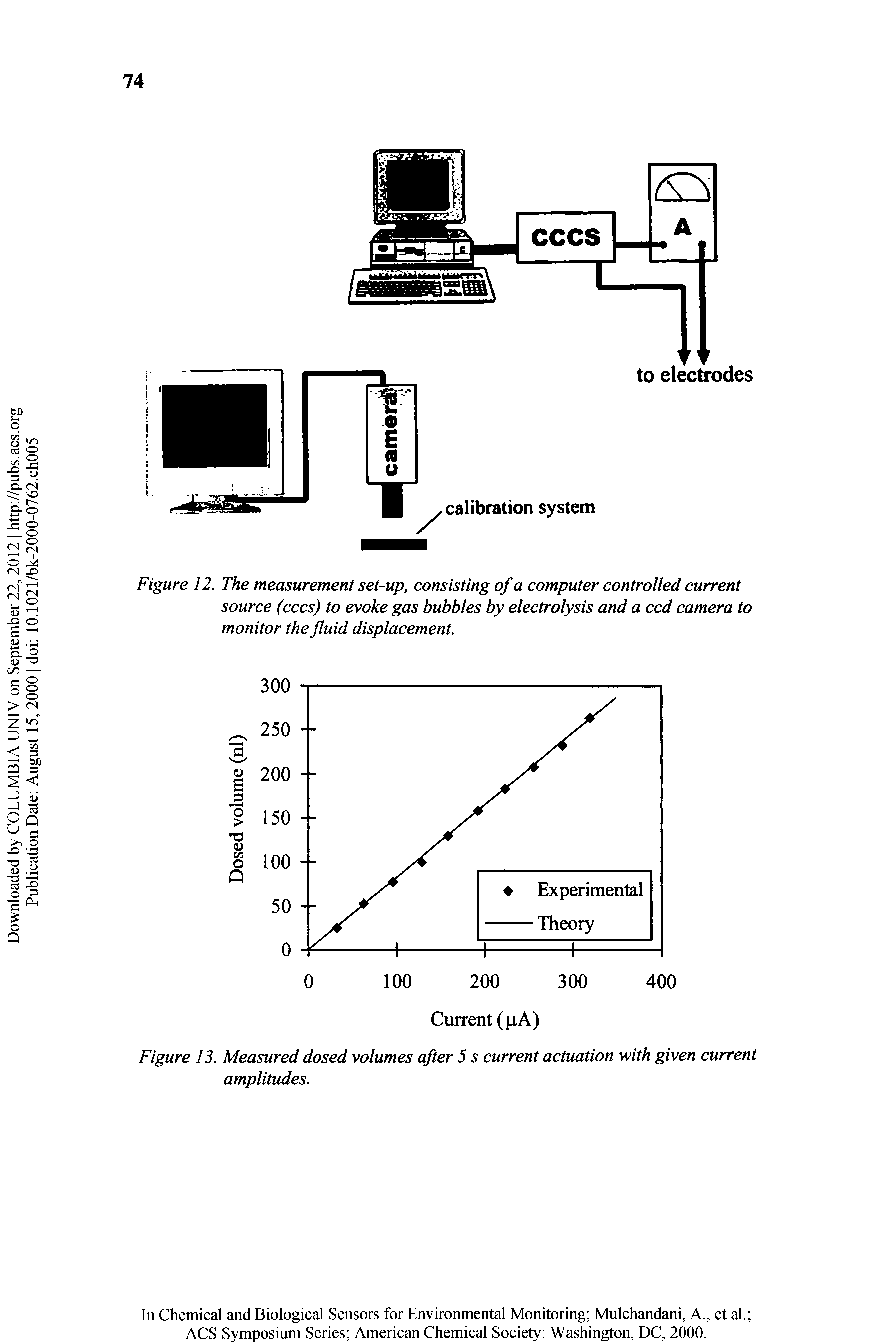 Figure 12. The measurement set-up, consisting of a computer controlled current source (cccs) to evoke gas bubbles by electrolysis and a ccd camera to monitor the fluid displacement.