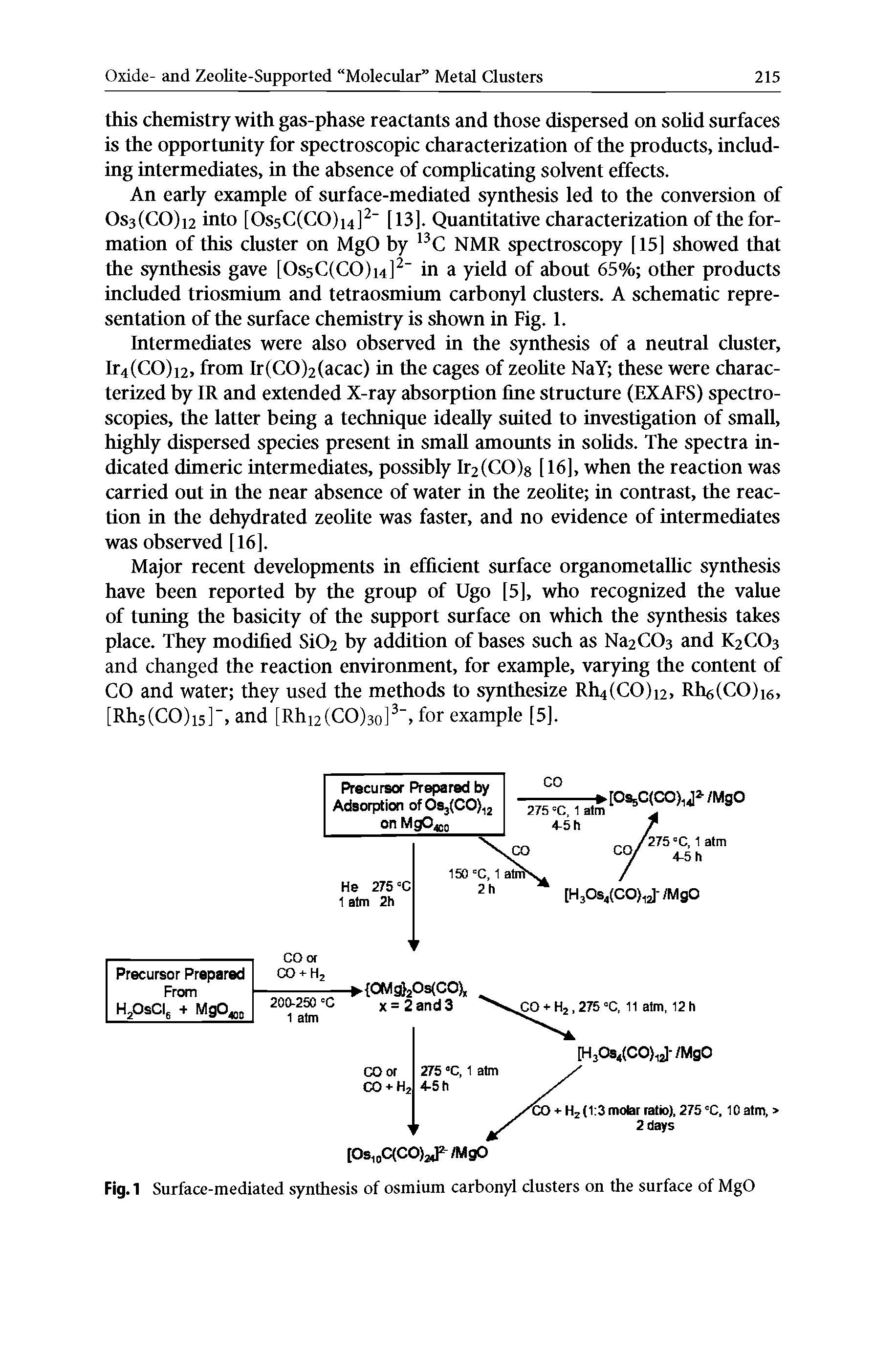 Fig.1 Surface-mediated synthesis of osmium carbonyl clusters on the surface of MgO...