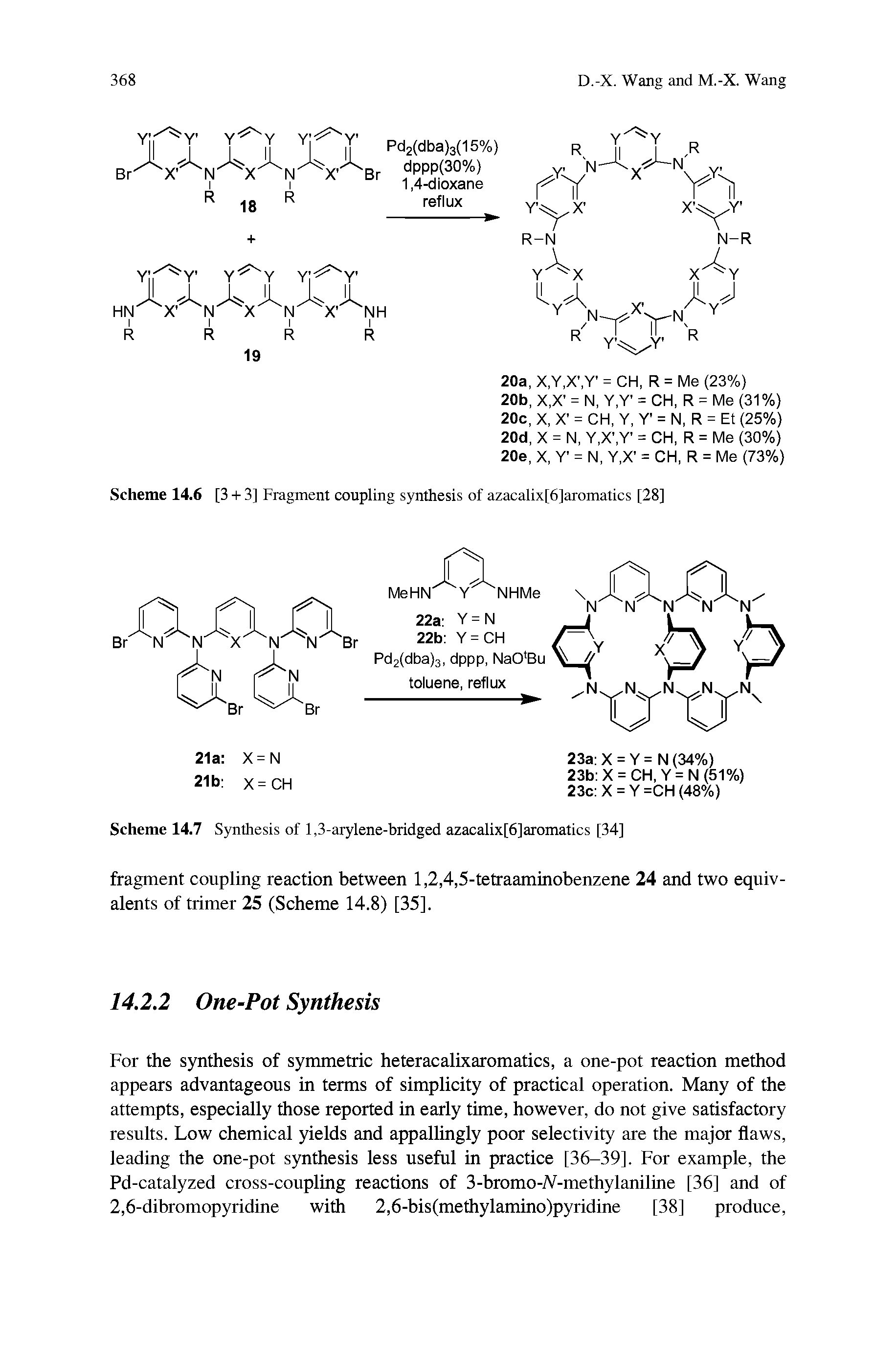 Scheme 14.6 [3 + 3] Fragment coupling synthesis of azacalix[6]aromatics [28]...