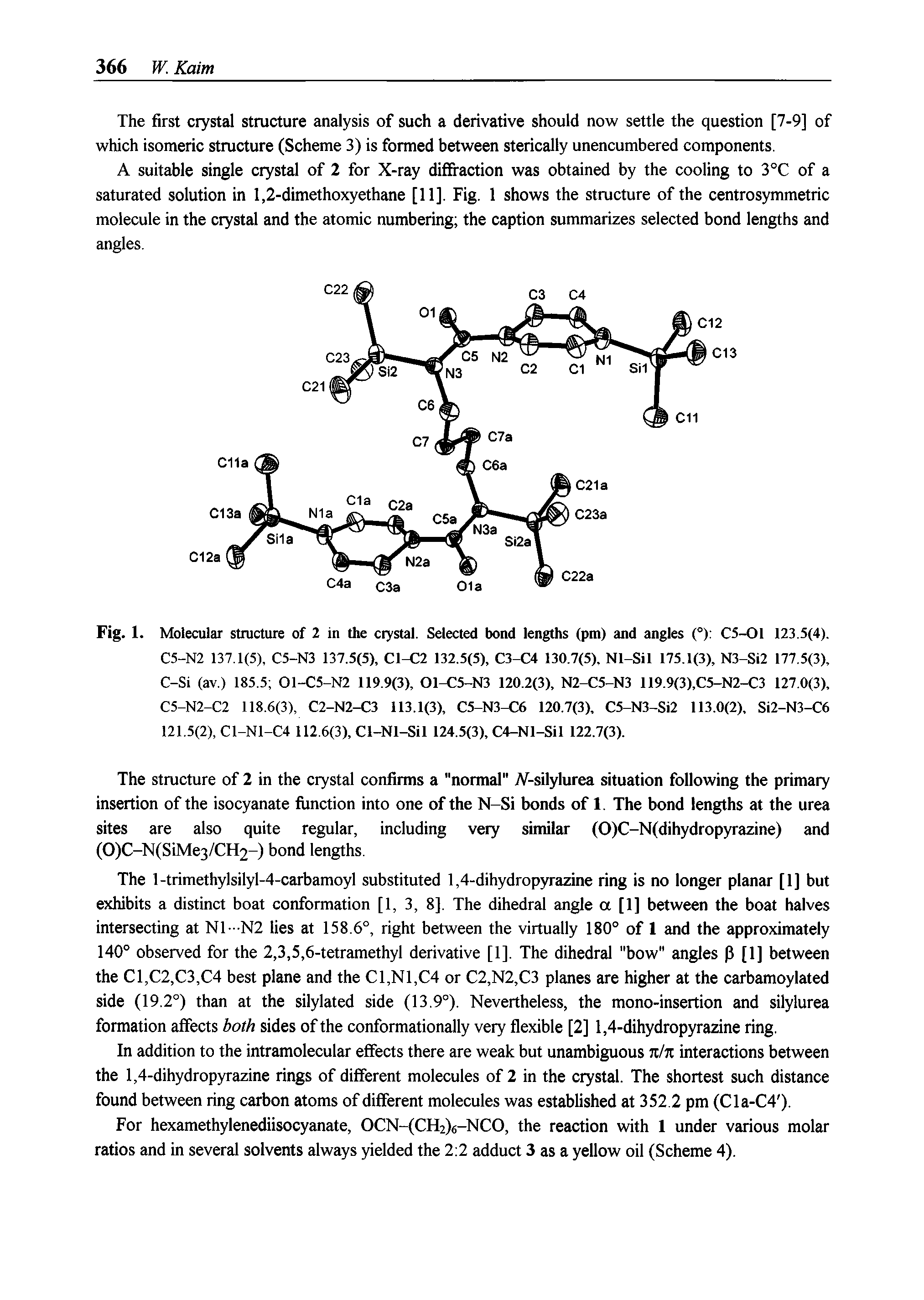 Fig. 1. Molecular structure of 2 in the crystal. Selected bond lengths (pm) and angles (°) C5-01 123.5(4).