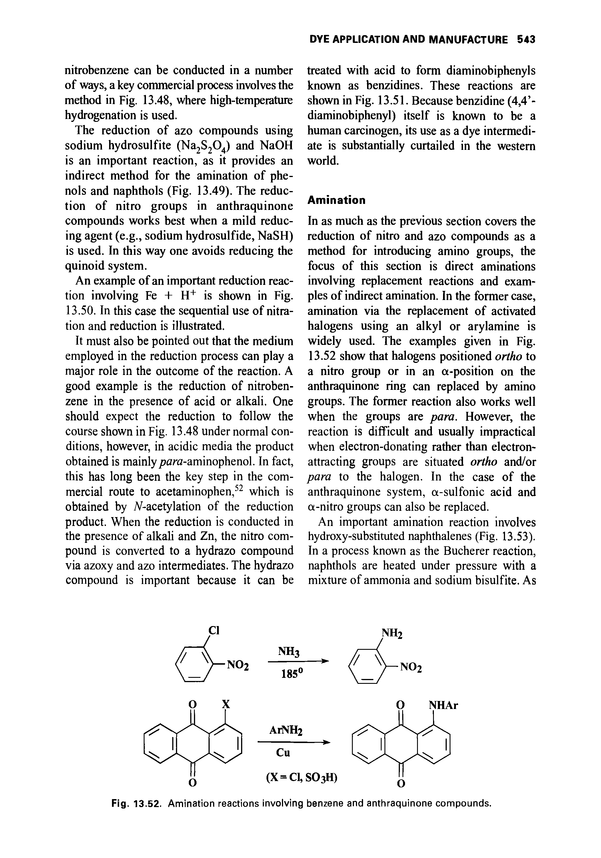 Fig. 13.52. Amination reactions involving benzene and anthraquinone compounds.