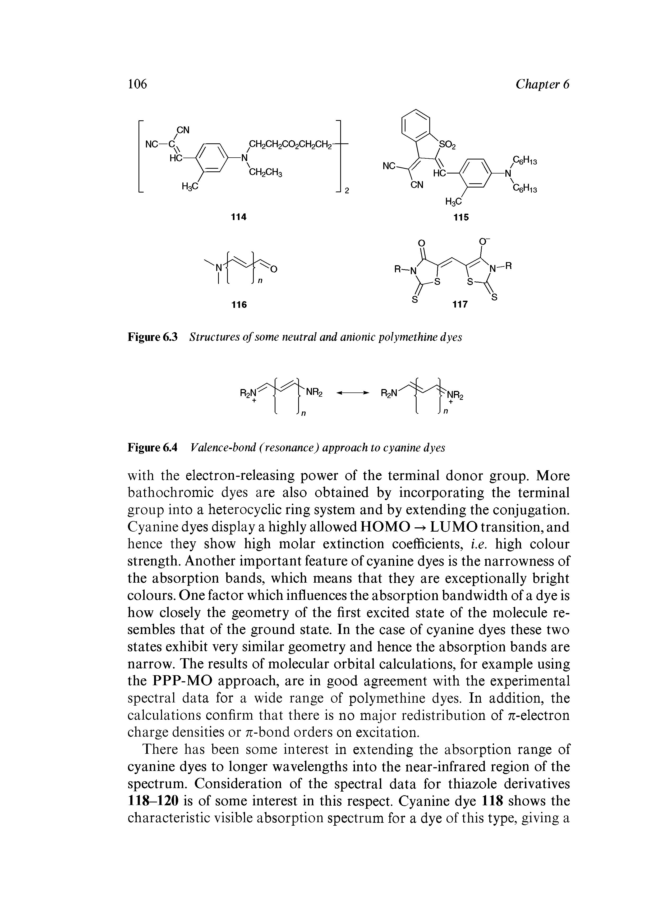 Figure 6.4 Valence-bond (resonance) approach to cyanine dyes...