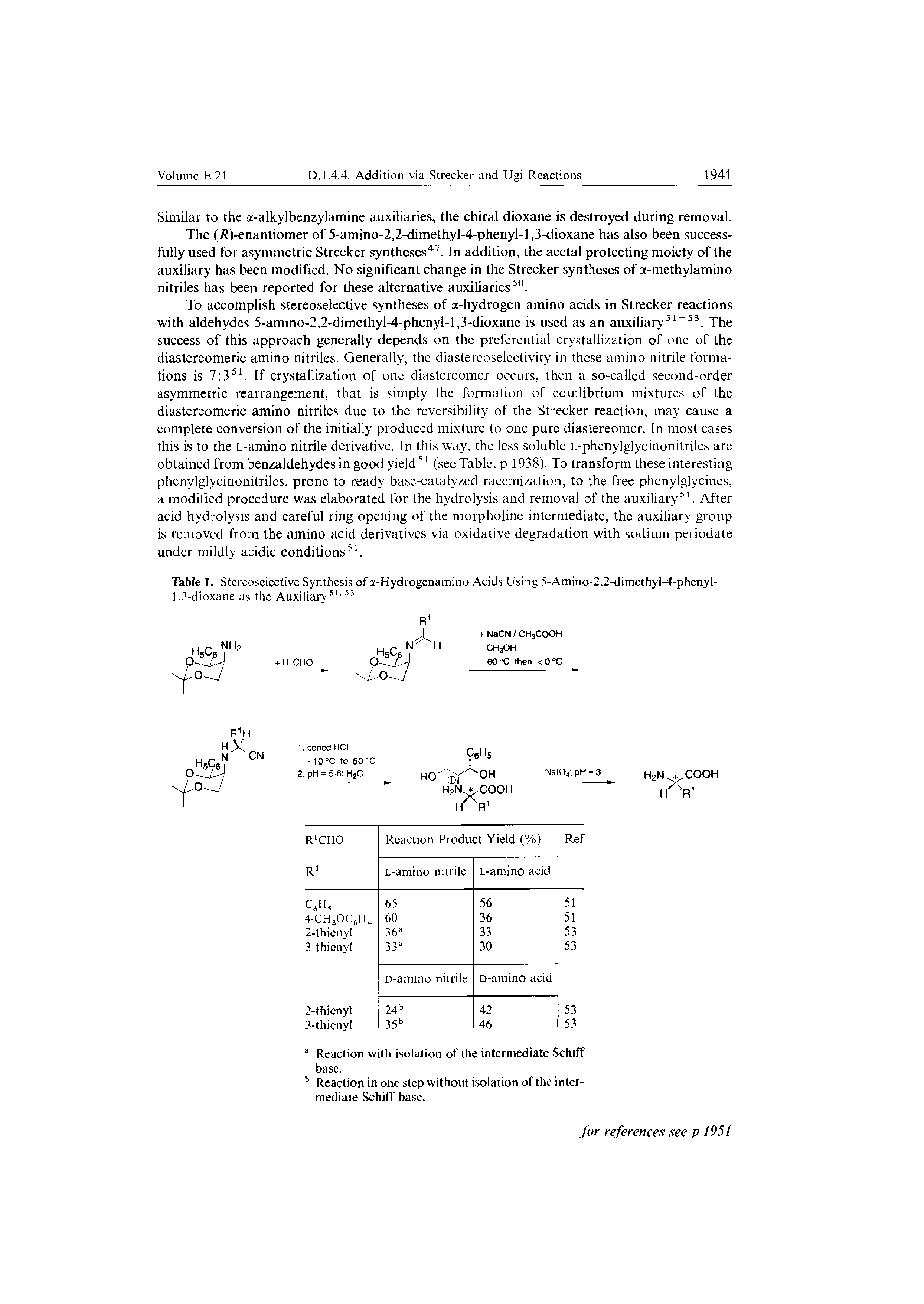 Table 1. Stereoselective Synthesis of a-Hydrogcnamino Acids Using 5-Amino-2,2-dimethyl-4-phenyl-1,3-dioxane as the Auxiliary51 53...