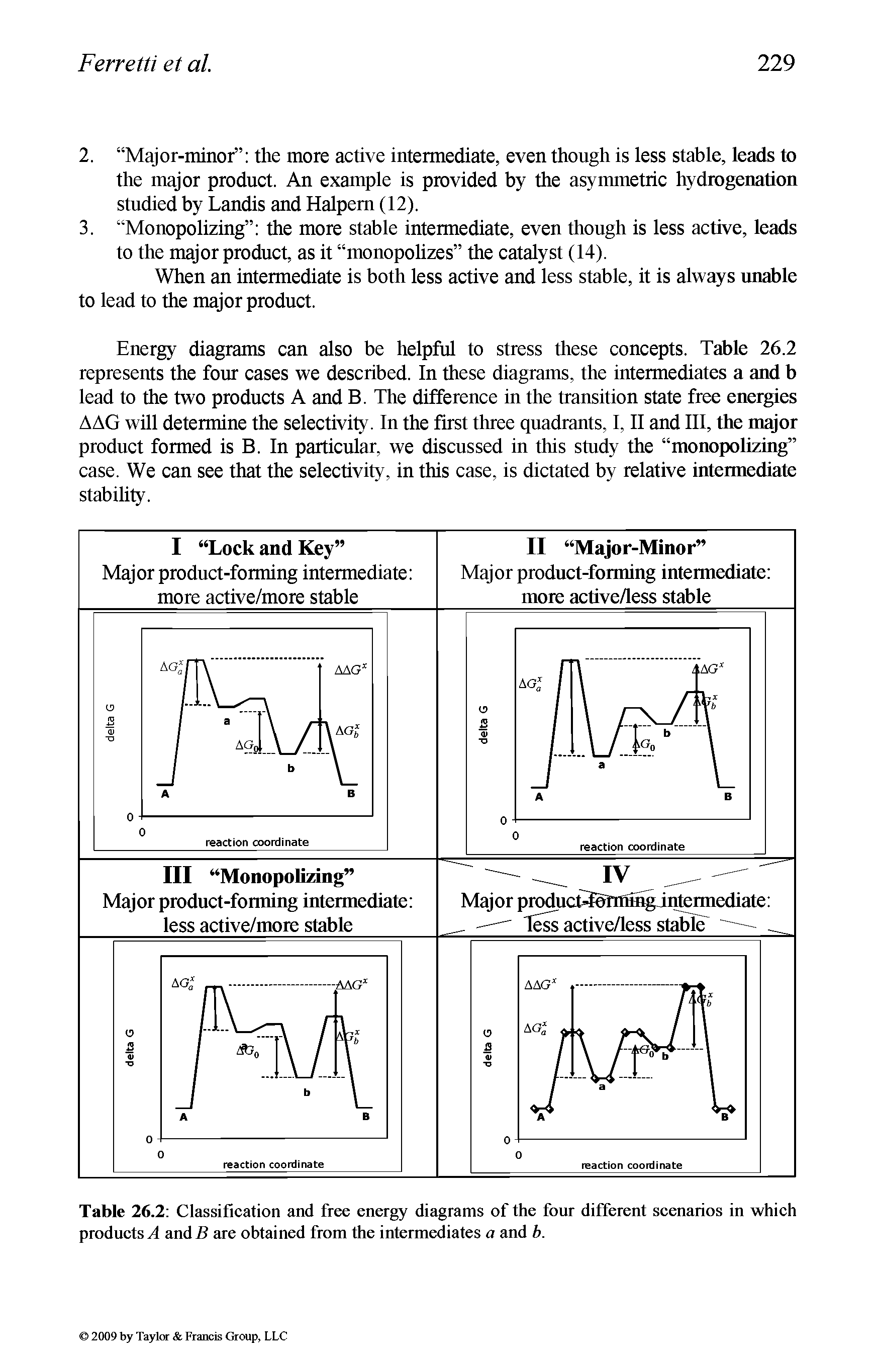 Table 26.2 Classification and free energy diagrams of the four different scenarios in which products andB are obtained from the intermediates a and b.