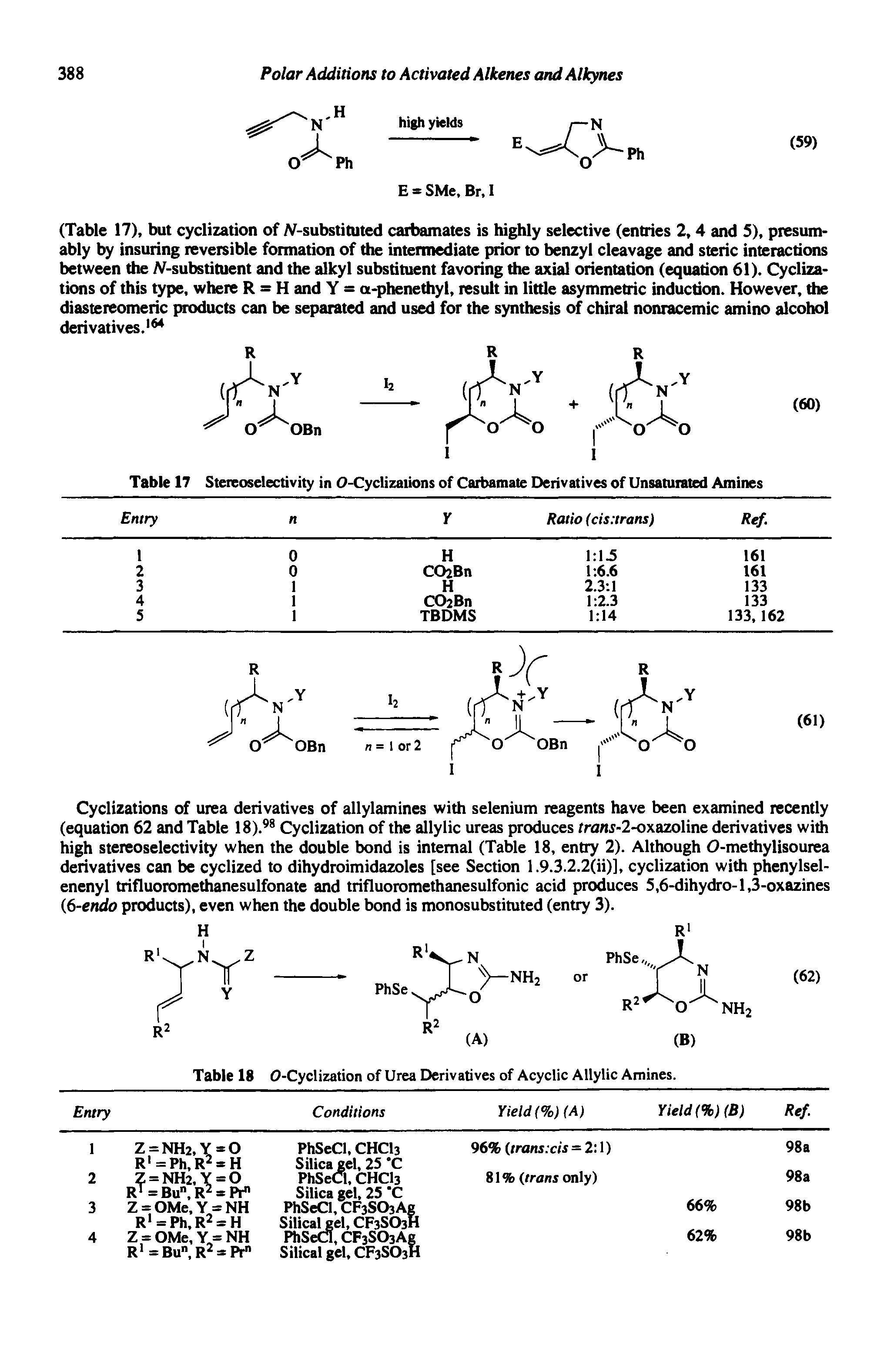 Table 18 0-Cyclization of Urea Derivatives of Acyclic Allylic Amines.