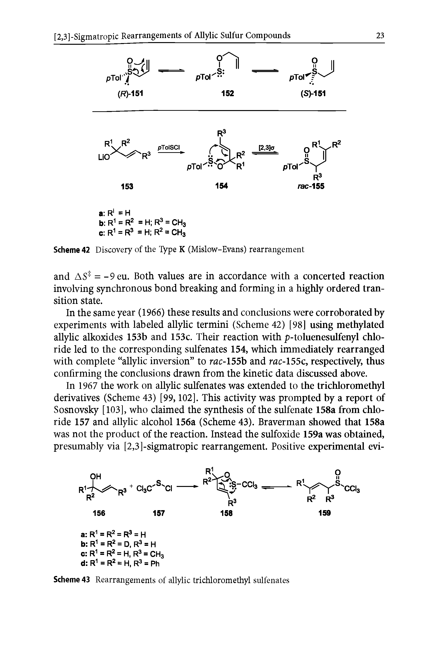 Scheme 42 Discovery of the Type K (Mislow-Evans) rearrangement...
