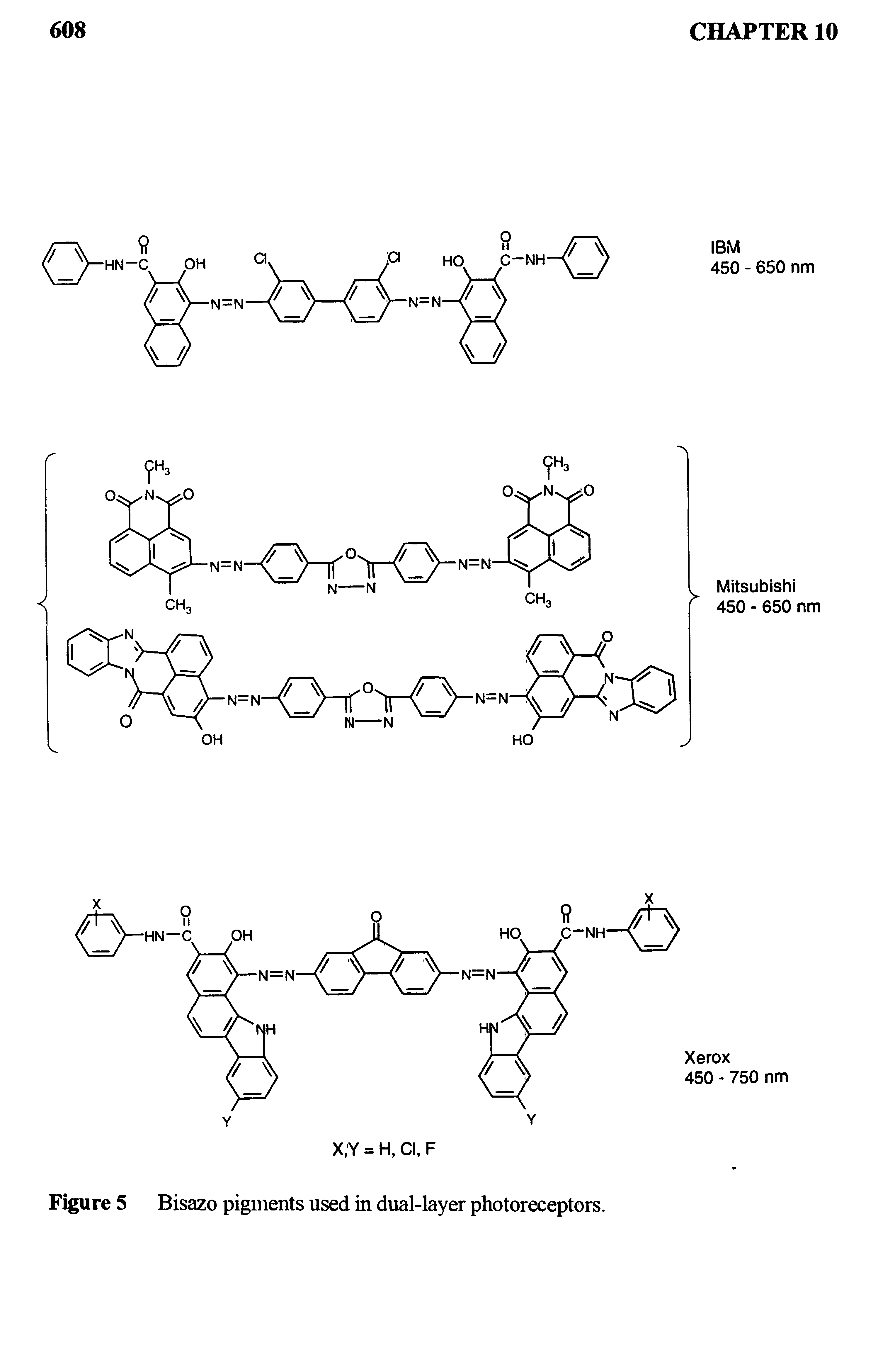 Figure 5 Bisazo pigments used in dual-layer photoreceptors.