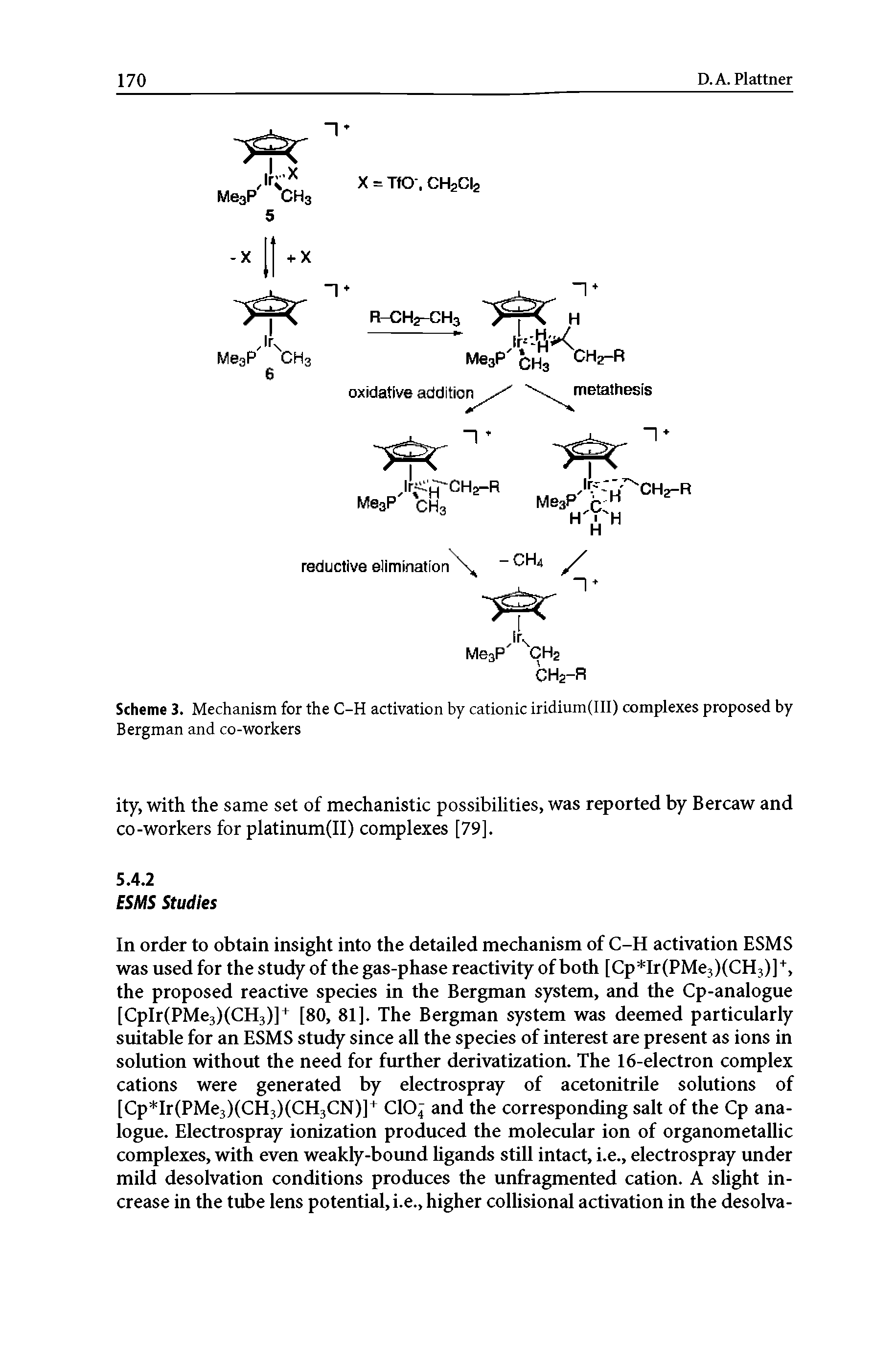Scheme 3. Mechanism for the C-H activation by cationic iridium(III) complexes proposed by Bergman and co-workers...