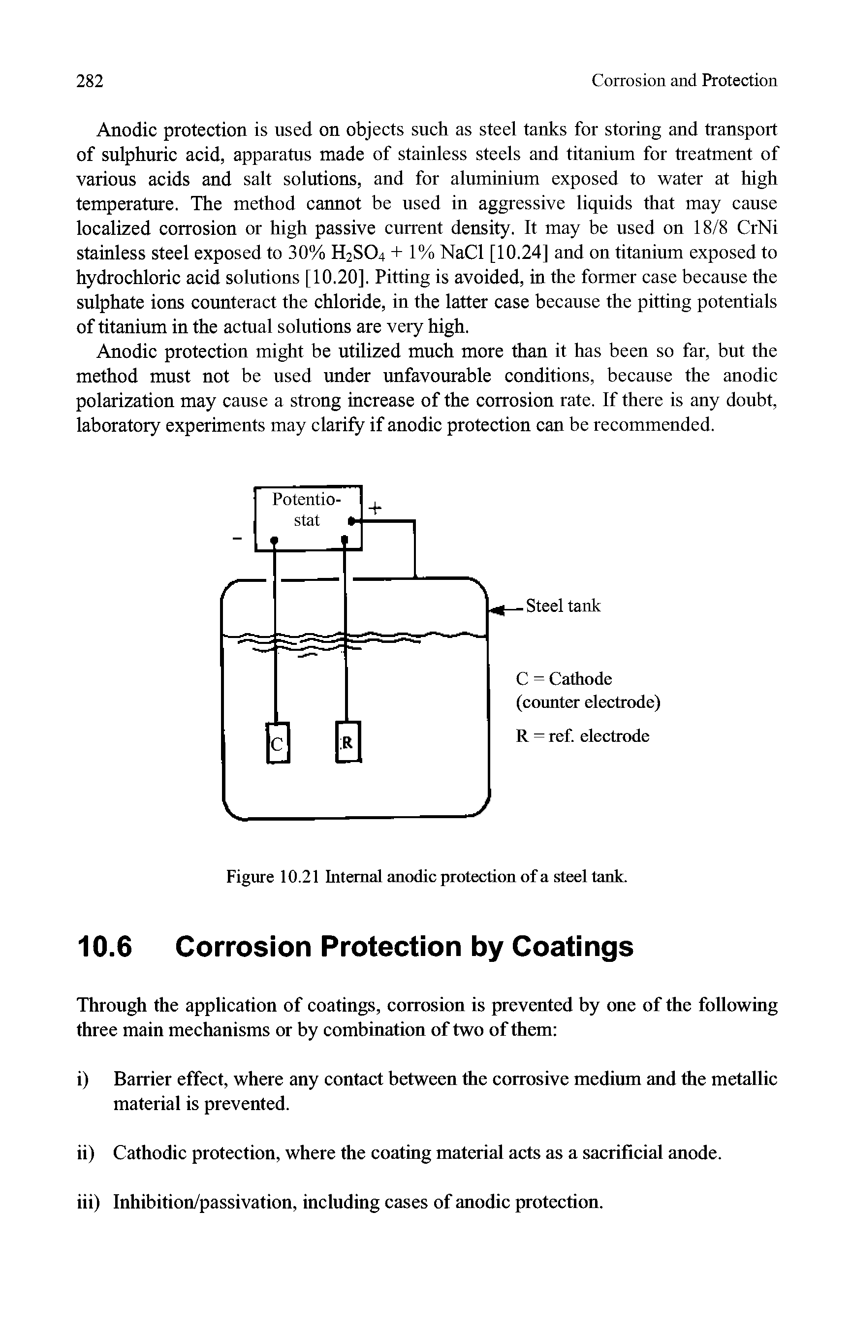 Figure 10.21 Internal anodic protection of a steel tank.