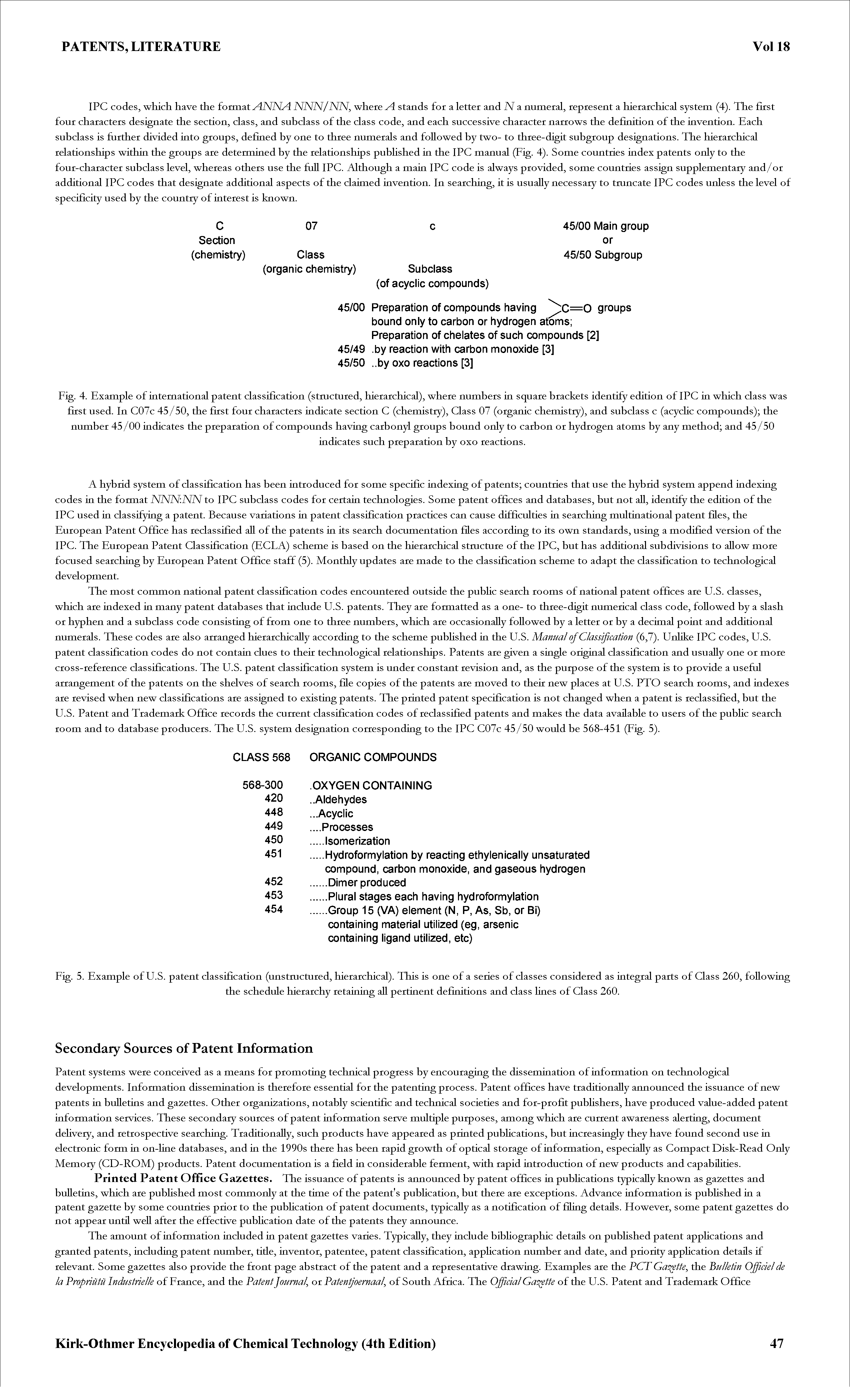 Fig. 5. Example of U.S. patent classification (unstmctured, hierarchical). This is one of a series of classes considered as iategral parts of Class 260, foUowiag...