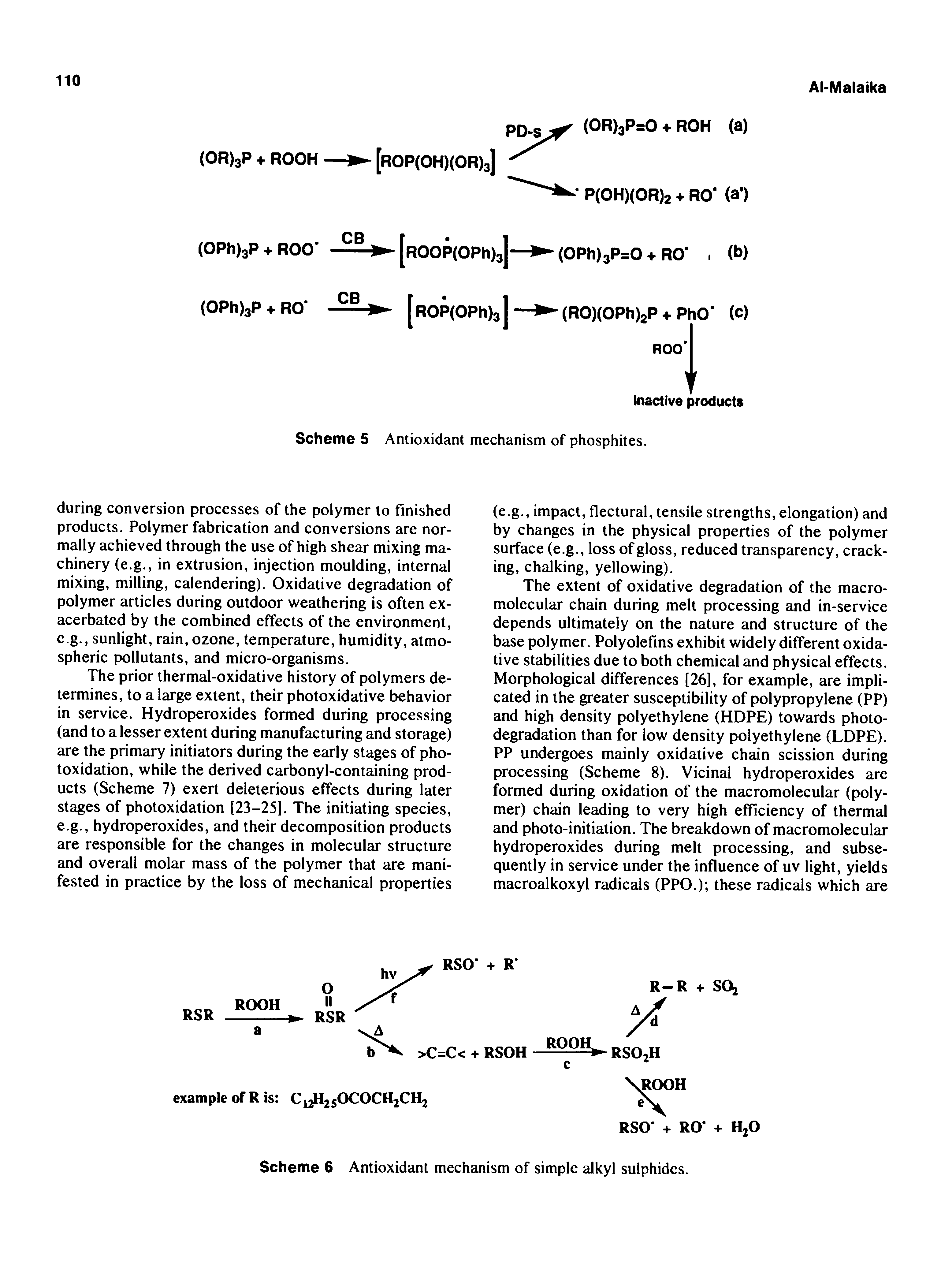 Scheme 6 Antioxidant mechanism of simple alkyl sulphides.