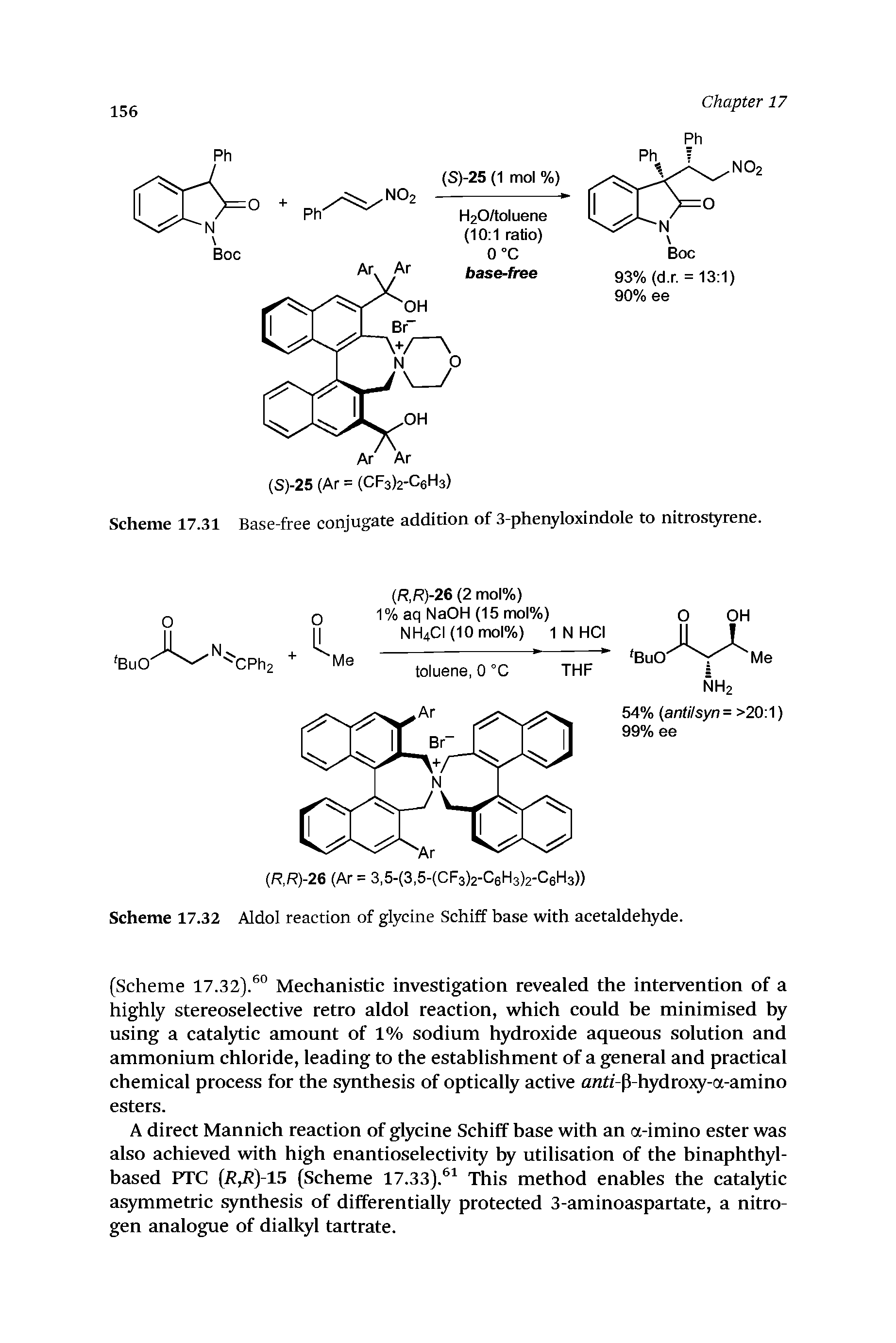 Scheme 17.32 Aldol reaction of glycine Schiff base with acetaldehyde.