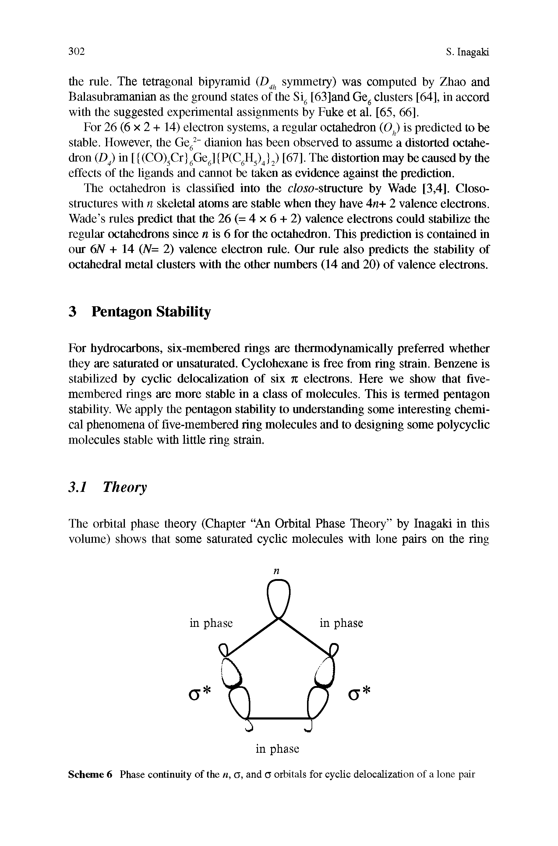Scheme 6 Phase continuity of the n, a, and O orbitals for cyclic delocalization of a lone pair...